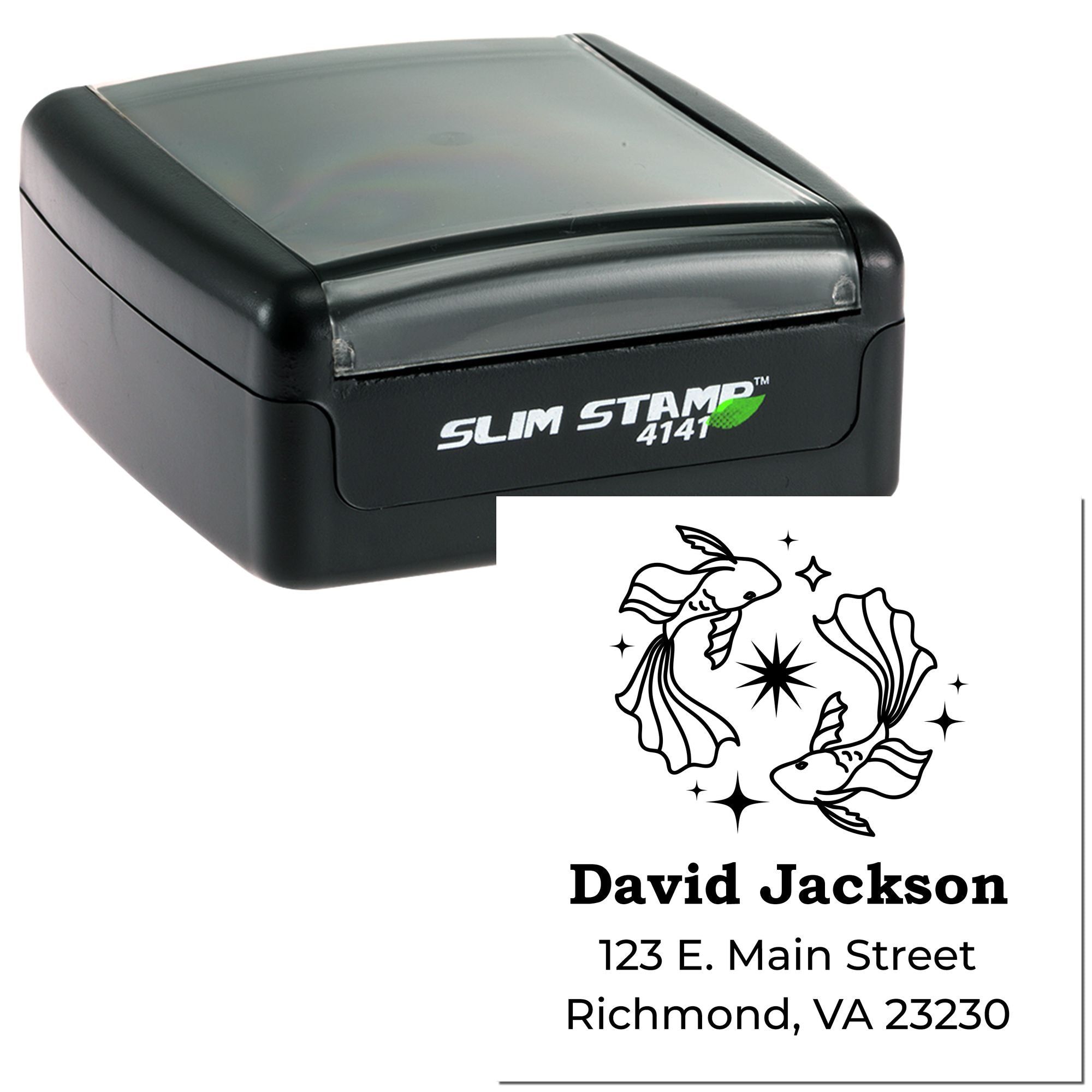 Dreamy Pisces Zodiac Name And Address Stamp - Engineer Seal Stamps