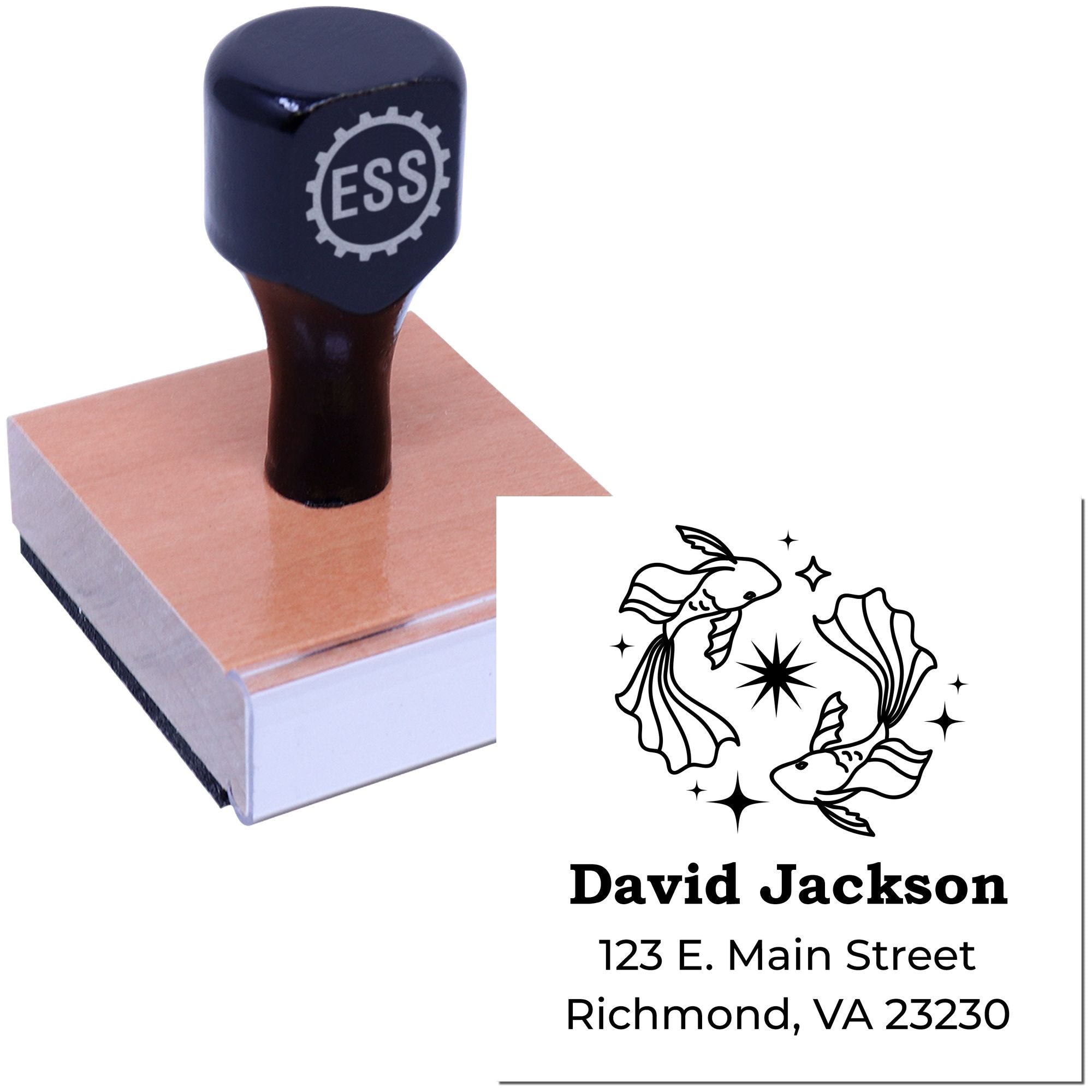 Celesital Dreamy Pisces Customized Name And Address Stamper