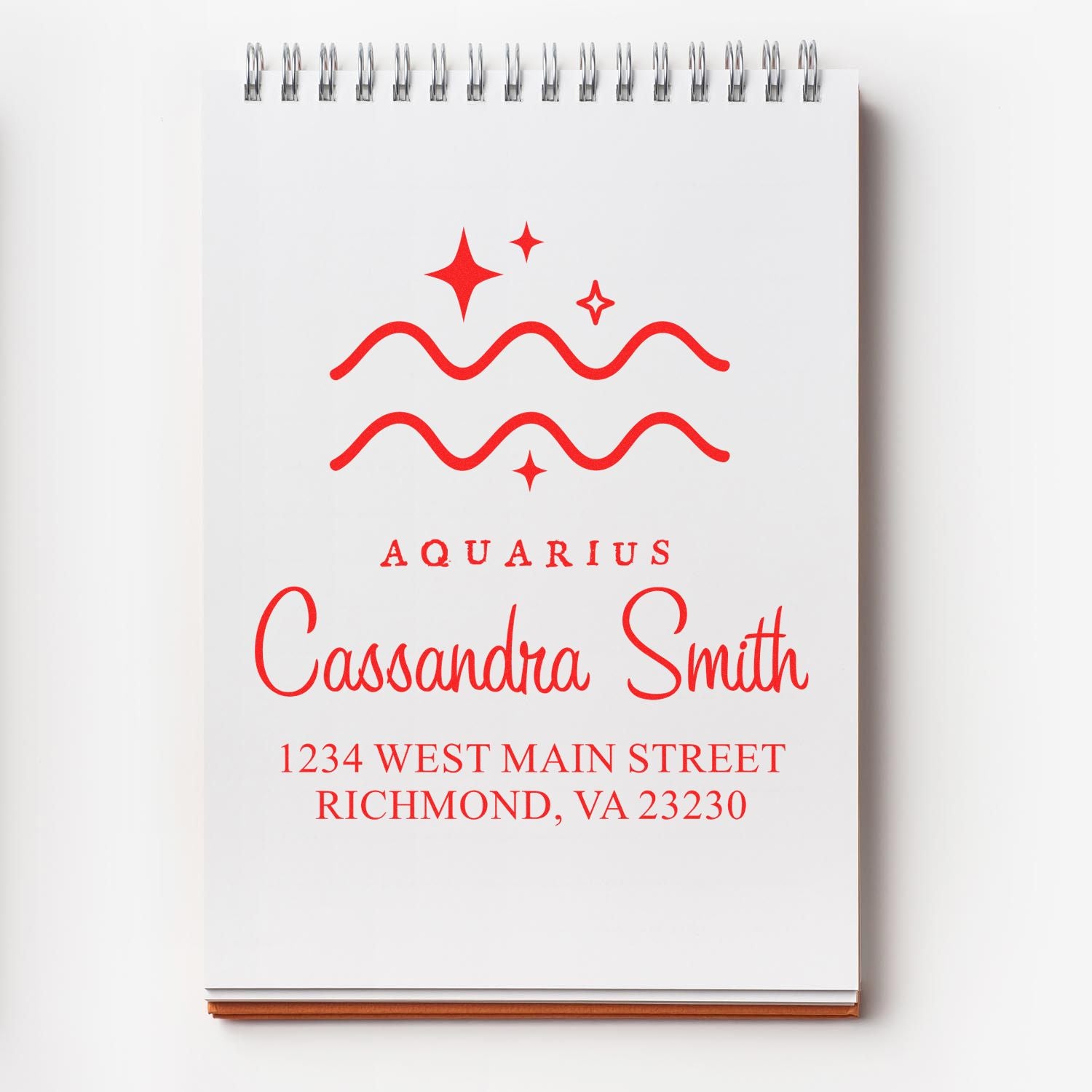 Open-Minded Aquarius Zodiac Personalized Home Address Stamper - Engineer Seal Stamps