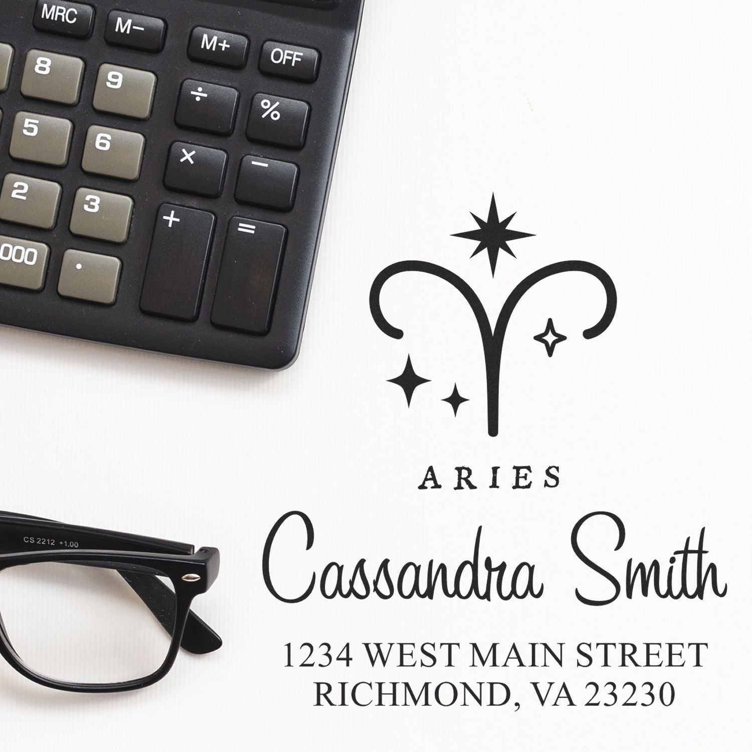 Pioneering Aries Zodiac Personalized Return Address Stamp - Engineer Seal Stamps