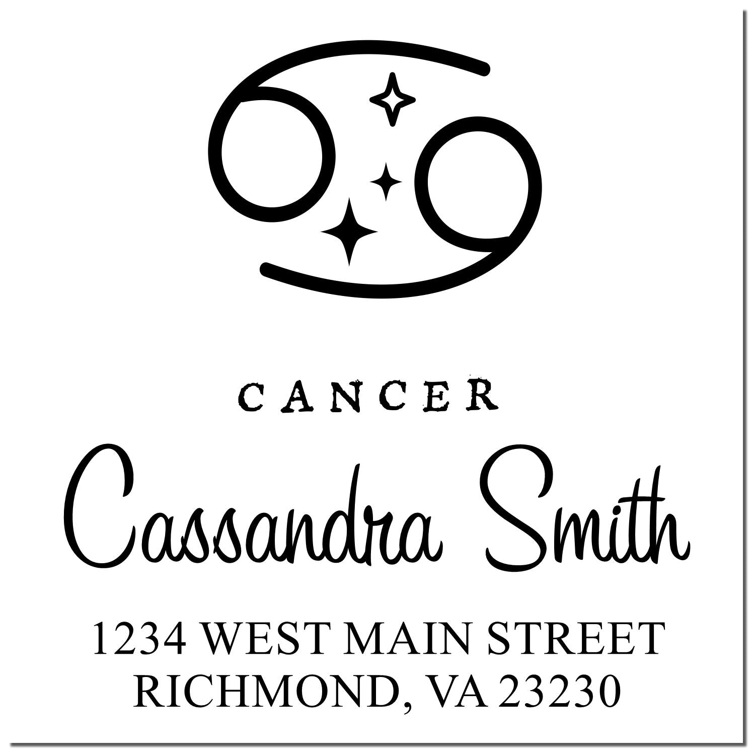 Imaginative Cancer Zodiac Personalized Return Address Stamper - Engineer Seal Stamps