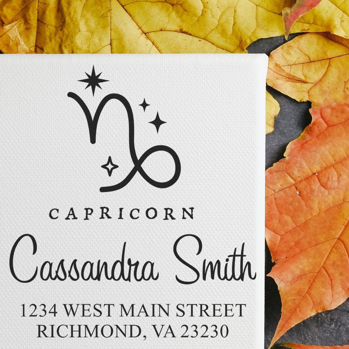 Celestial Goal-Oriented Capricorn Self-Inking Customized Home Address Stamp - Engineer Seal Stamps