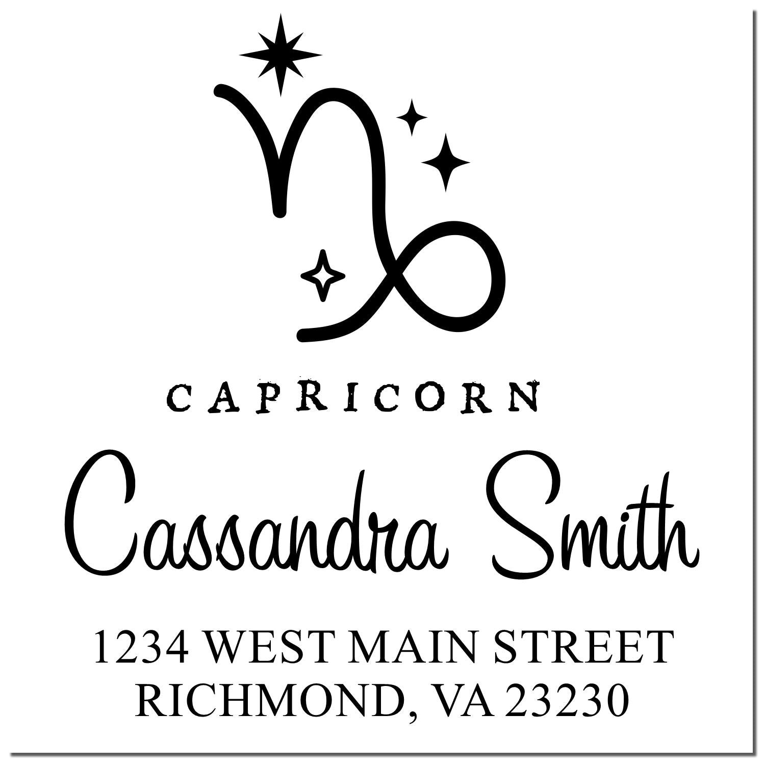 Celestial Goal-Oriented Capricorn Self-Inking Customized Home Address Stamp - Engineer Seal Stamps