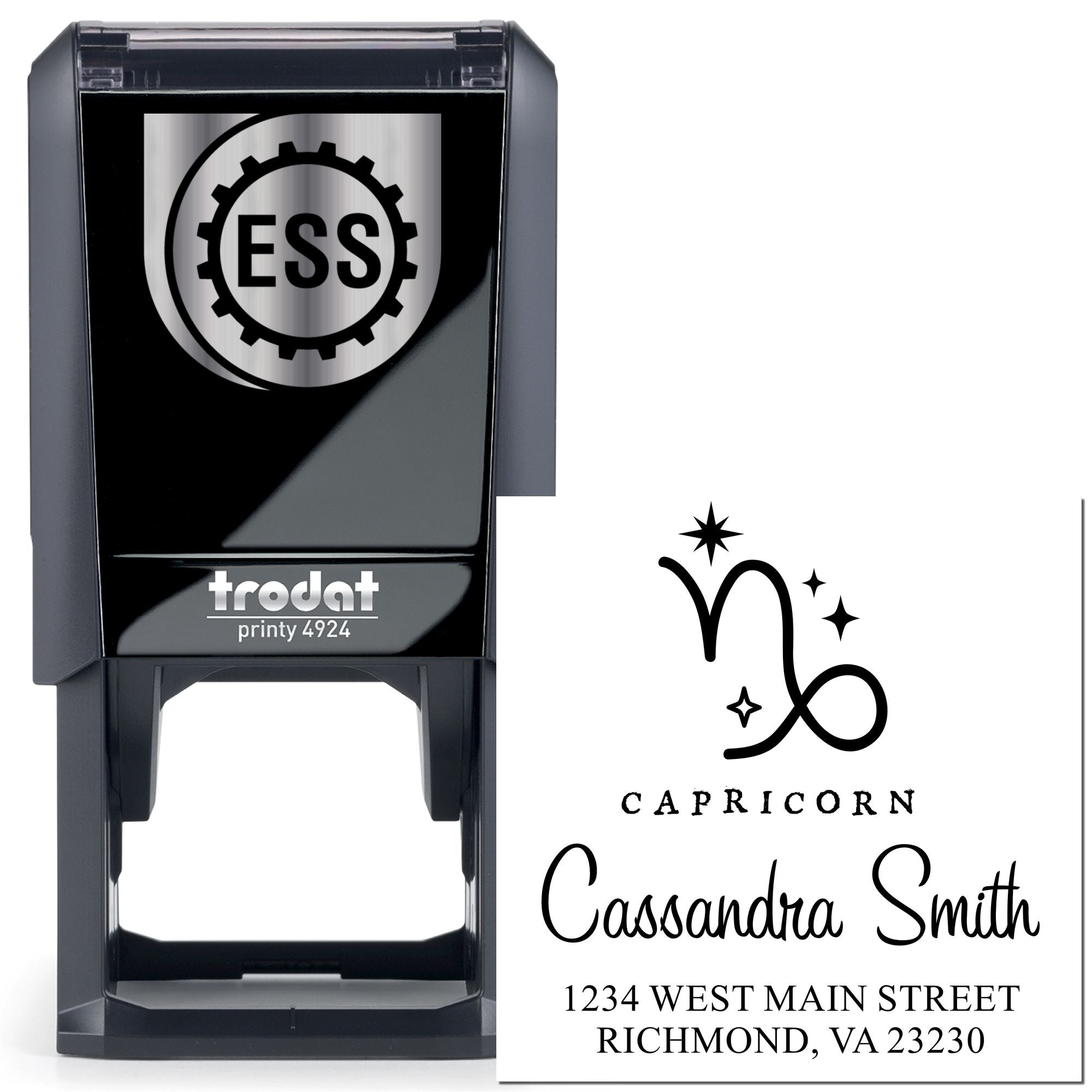 Celestial Goal-Oriented Capricorn Self-Inking Customized Home Address Stamp - Engineer Seal Stamps