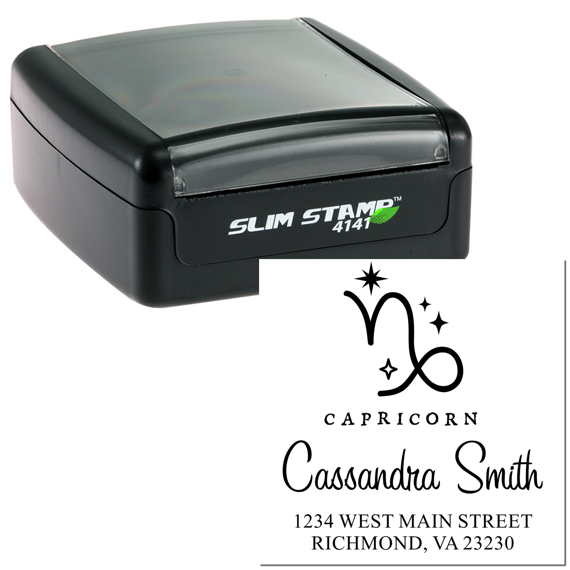 Goal-Oriented Capricorn Zodiac Personalized New Home Stamp - Engineer Seal Stamps