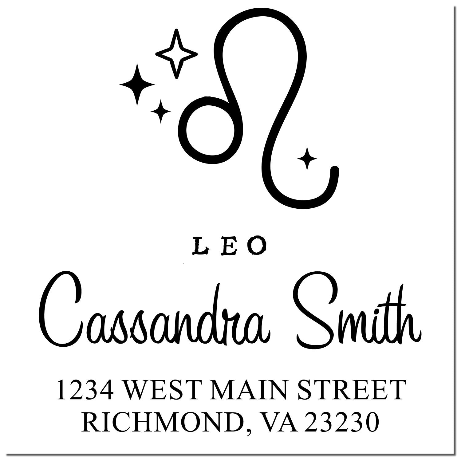 Assertive Leo Zodiac Customized Return Address Stamp - Engineer Seal Stamps