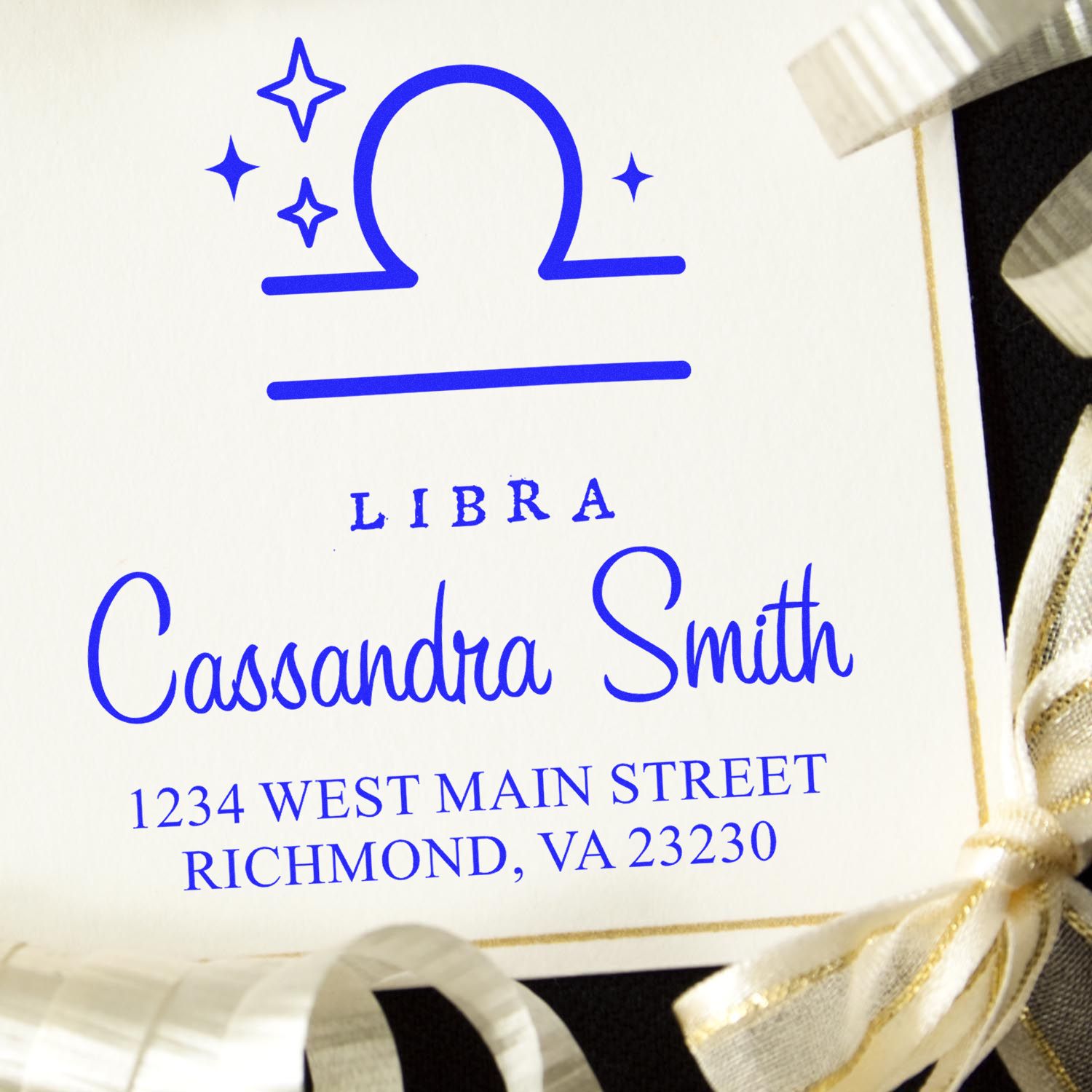 Artistic Libra Zodiac Customized Return Address Stamper - Engineer Seal Stamps
