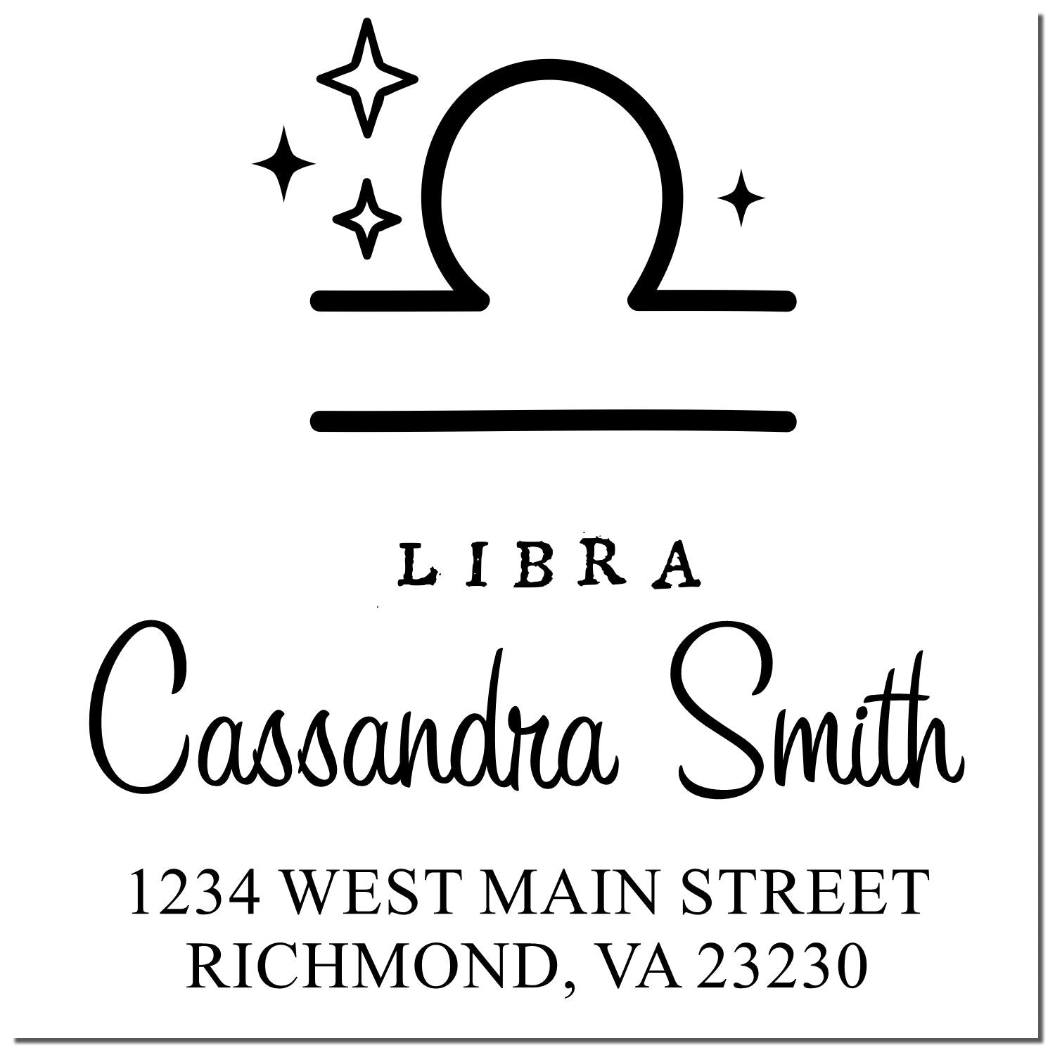 Artistic Libra Zodiac Customized Return Address Stamper - Engineer Seal Stamps