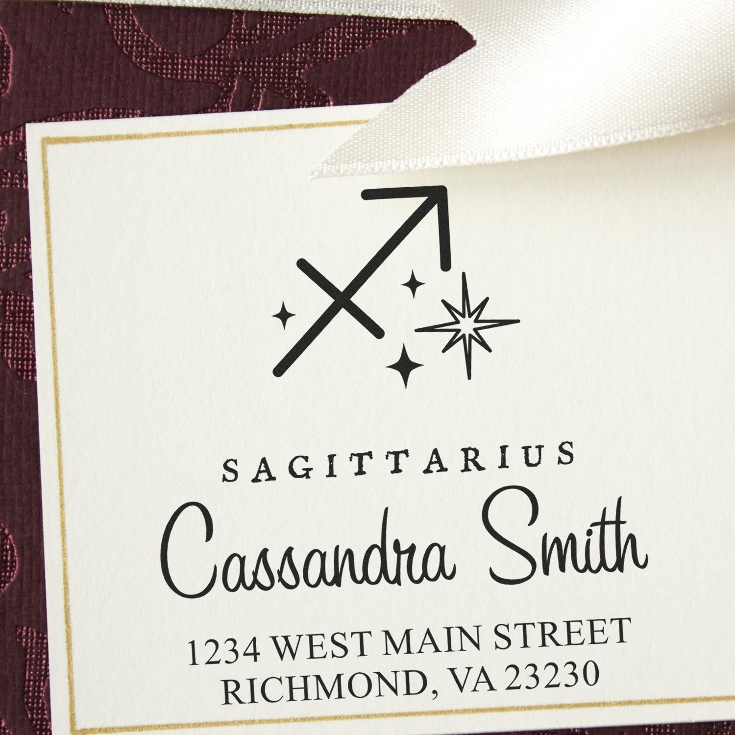 Enthusiastic Sagittarius Zodiac Name And Address Stamp