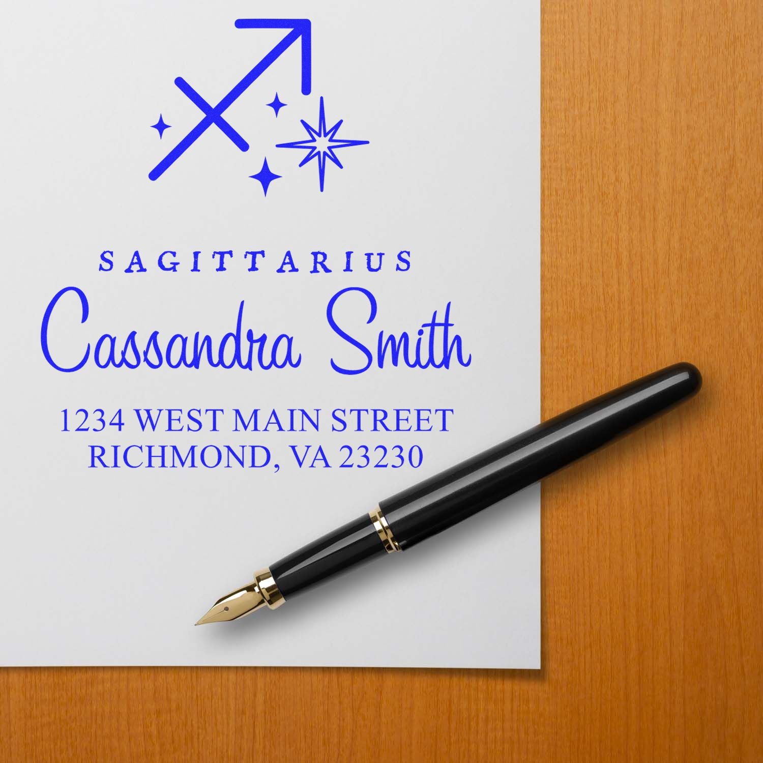 Enthusiastic Sagittarius Zodiac Name And Address Stamp