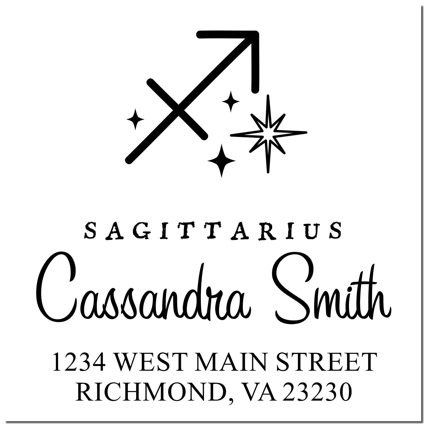 Enthusiastic Sagittarius Zodiac Name And Address Stamp