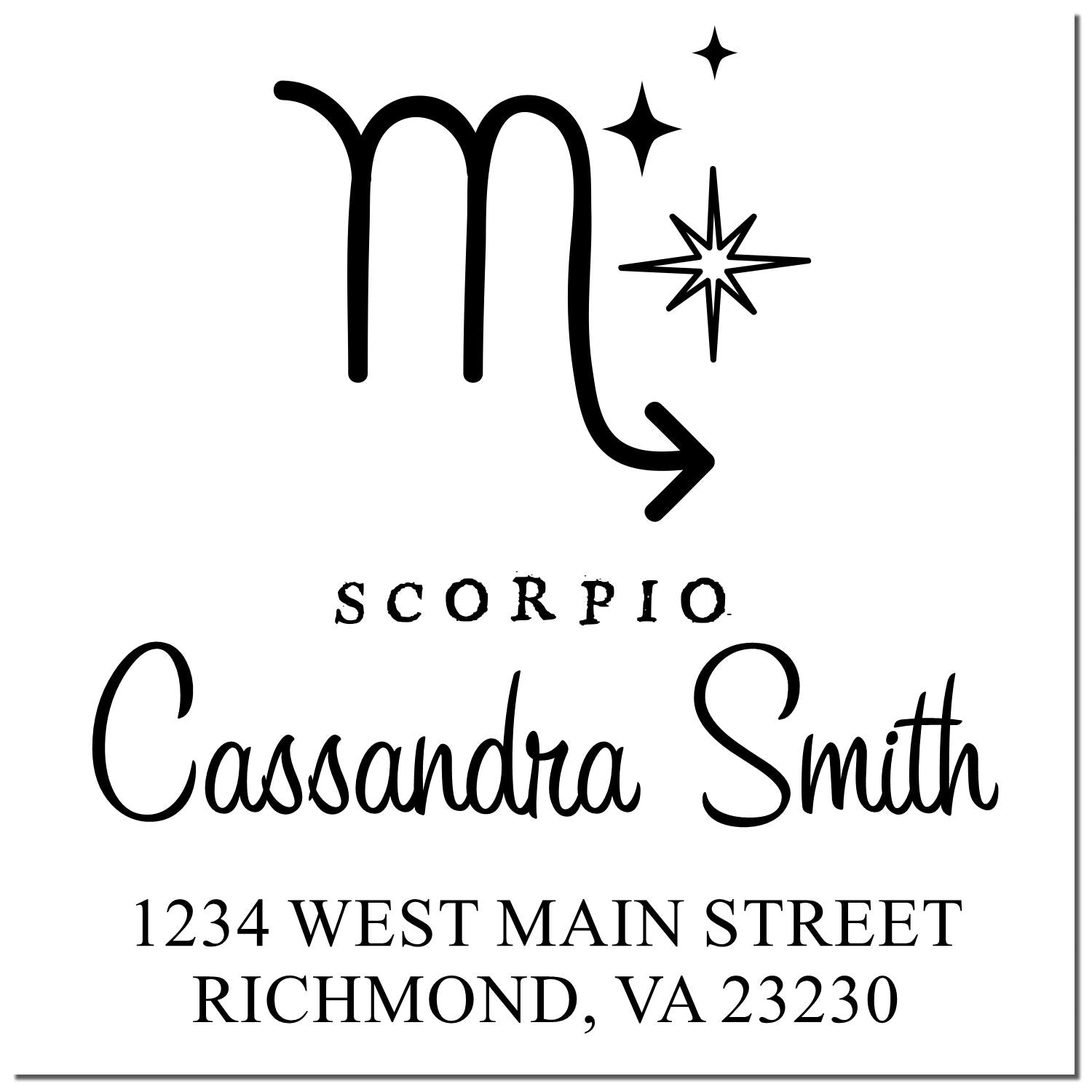 Transformative Scorpio Zodiac Name And Address Stamper