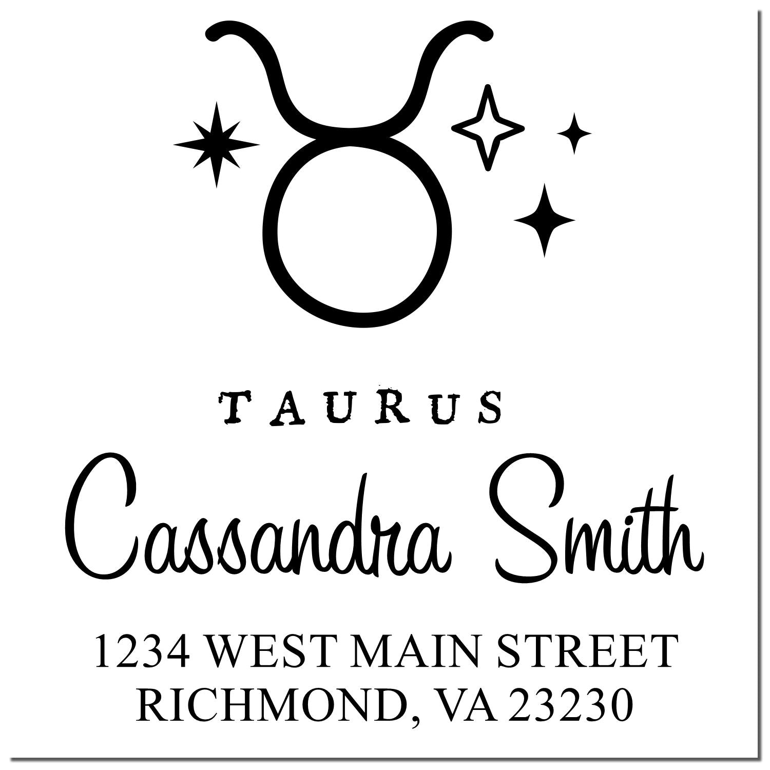 Persistent Taurus Zodiac Customized Name And Address Stamper - Engineer Seal Stamps
