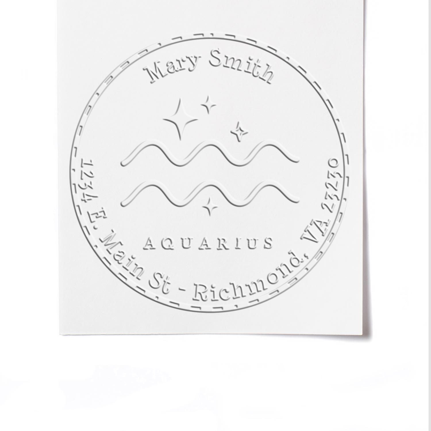 Hybrid Symbolic Aquarius Personalized Name And Address Embosser - Engineer Seal Stamps
