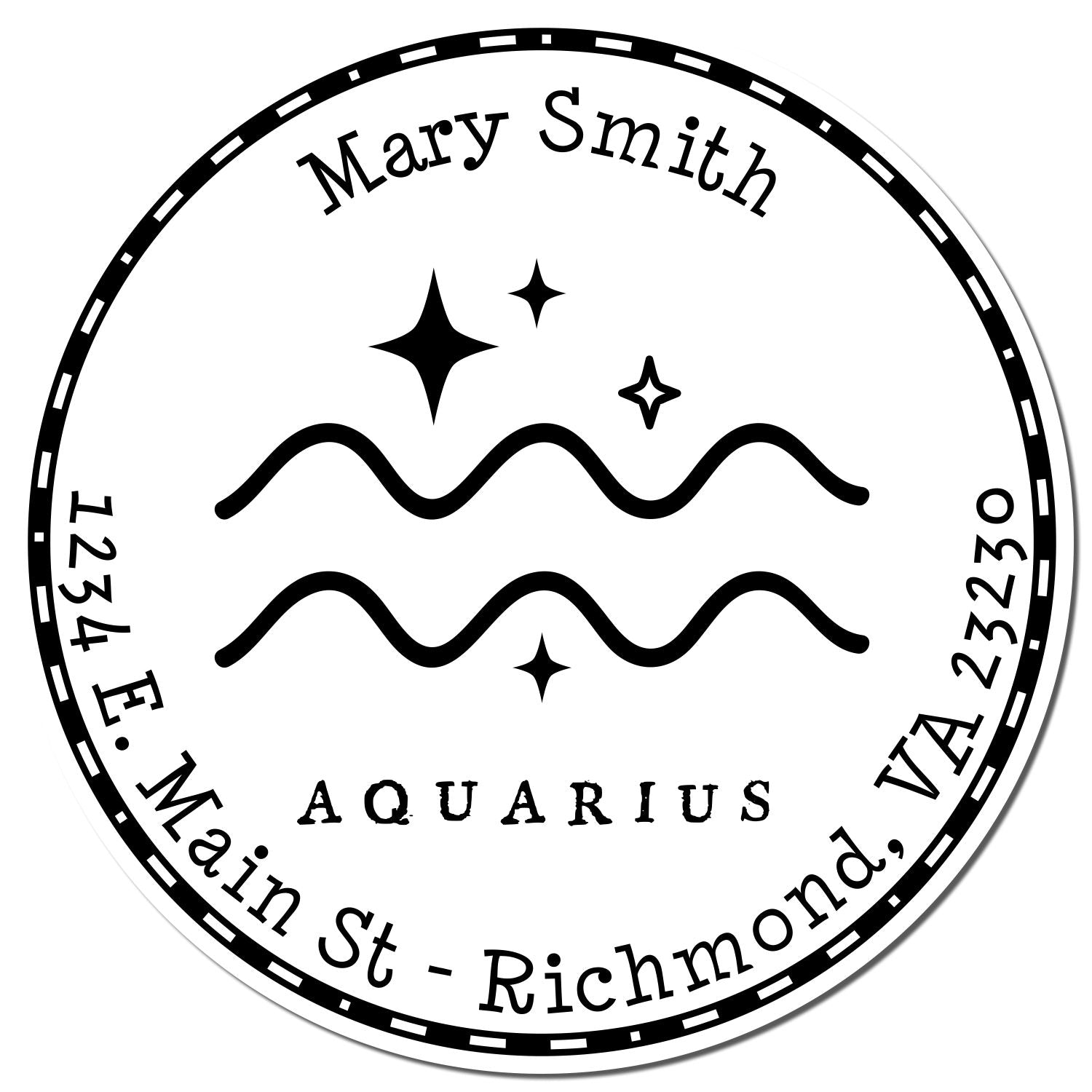 Wood Handle Symbolic Aquarius Custom Mail Stamp