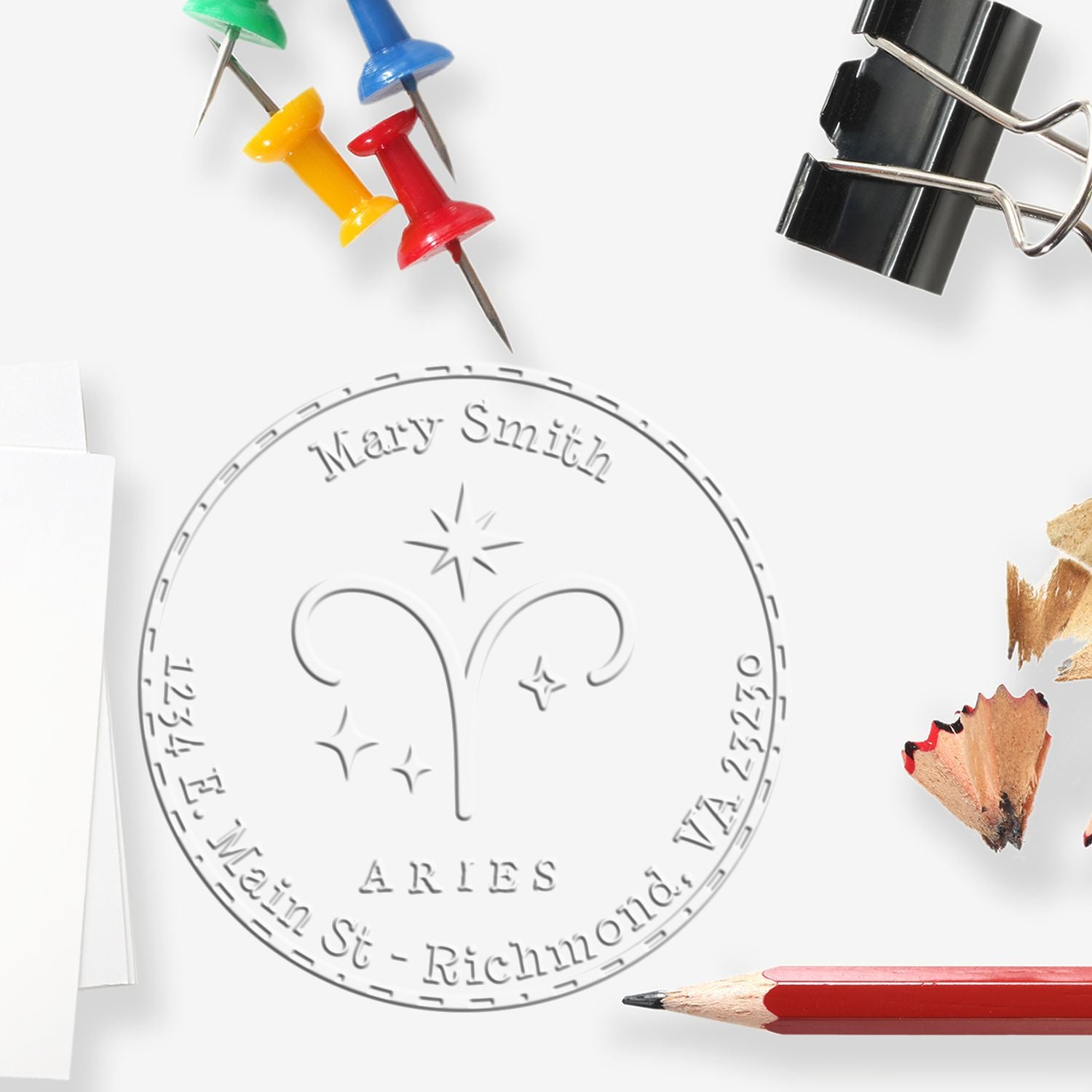 Soft Symbolic Aries Personalized Mail Embosser