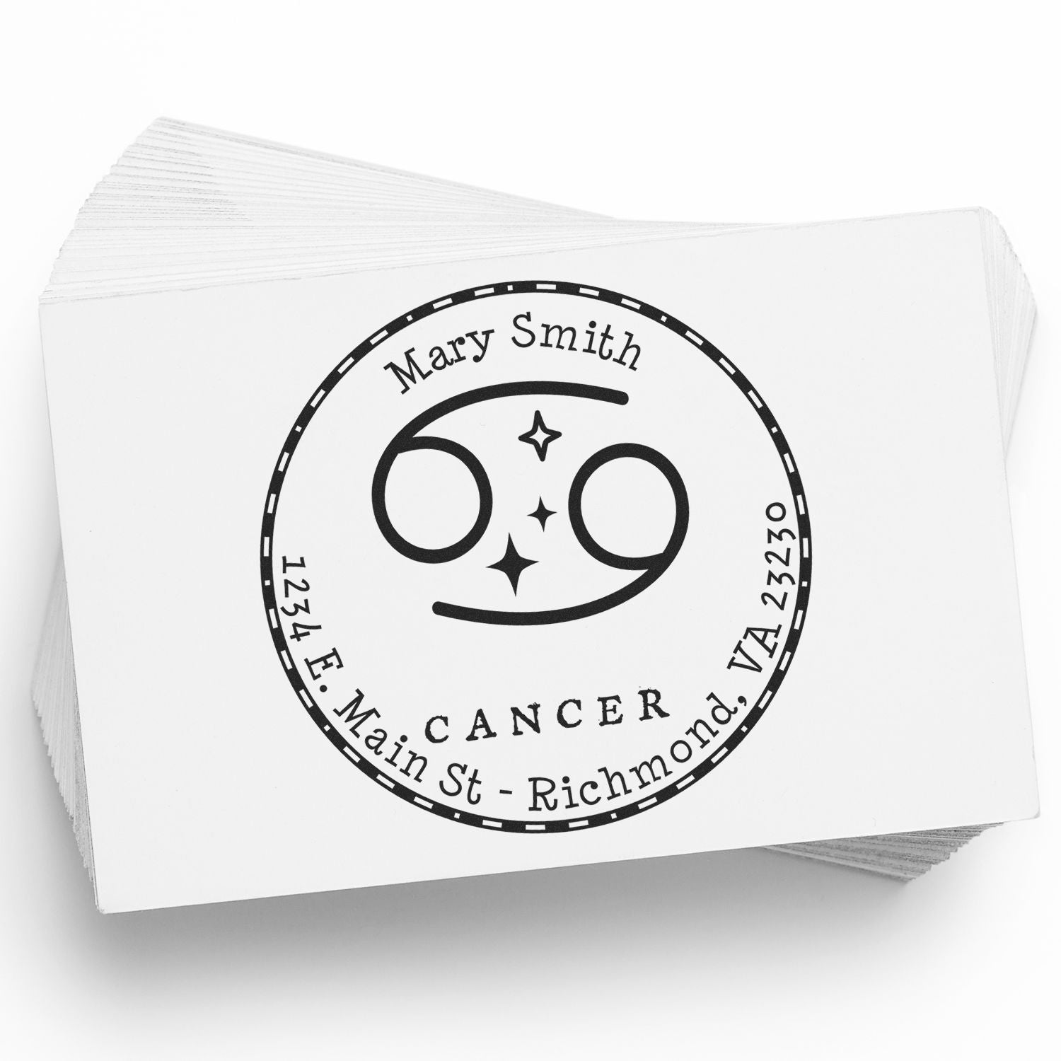 Self-Inking Symbolic Cancer Custom Made Home Address Stamper - Engineer Seal Stamps