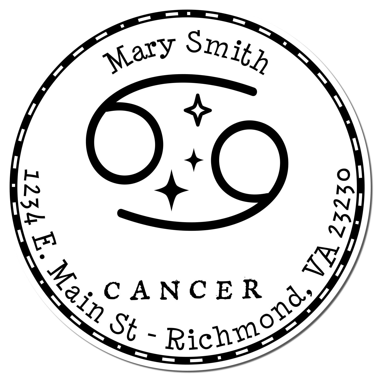 Wood Handle Symbolic Cancer Custom Mailing Stamp