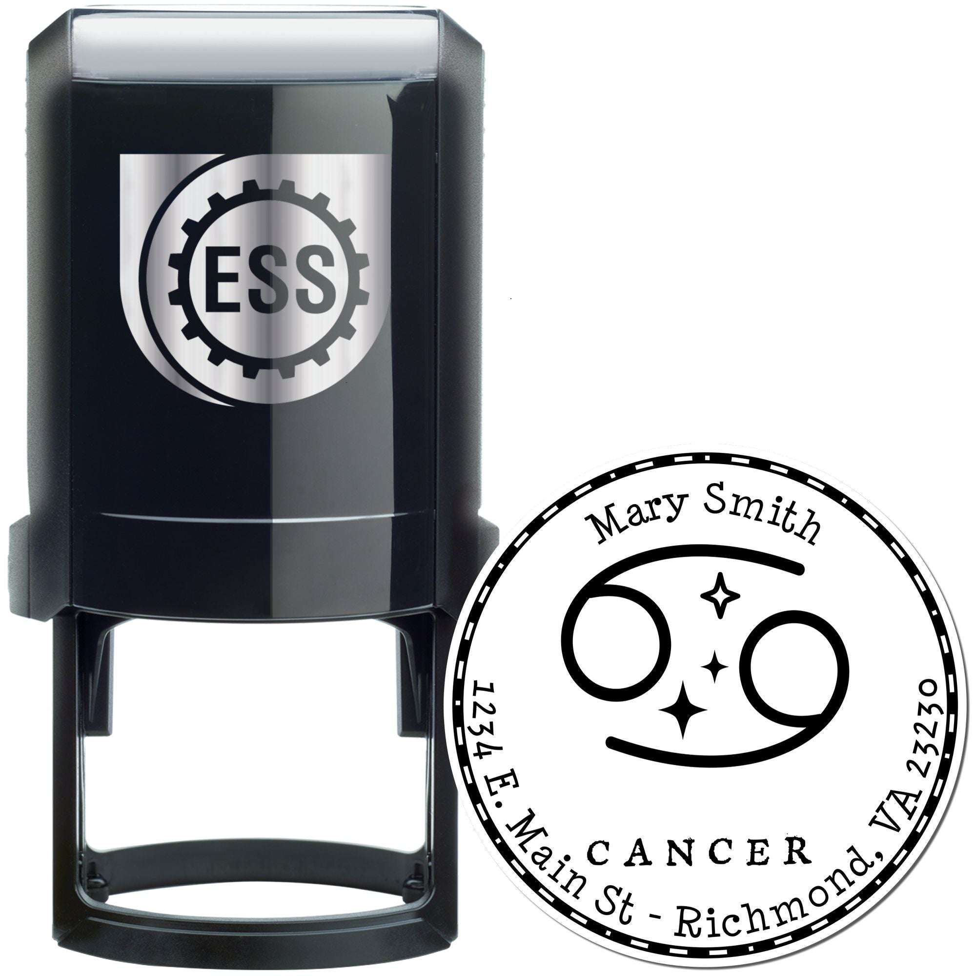 Self-Inking Symbolic Cancer Custom Made Home Address Stamper - Engineer Seal Stamps