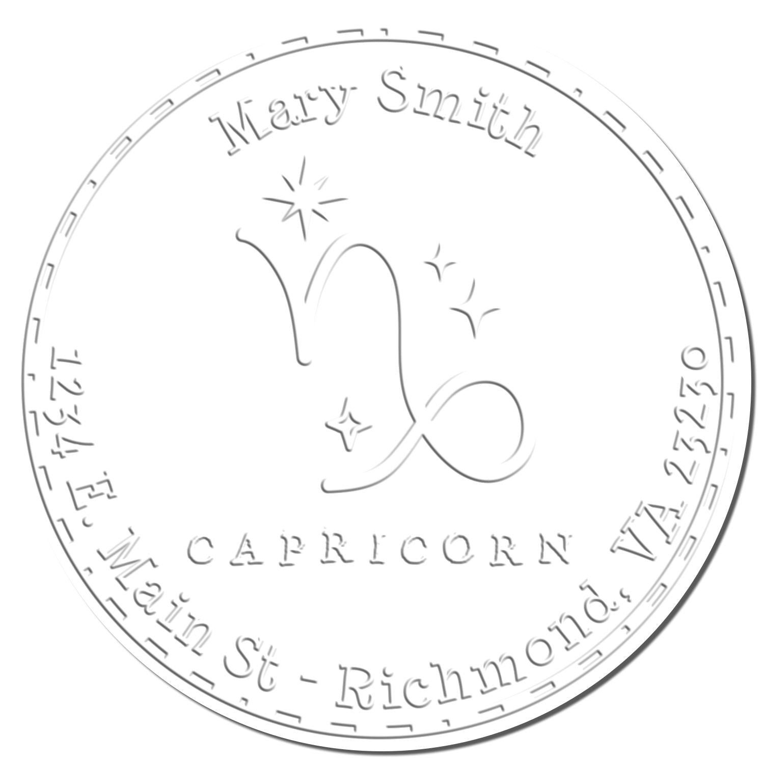 Hybrid Symbolic Capricorn Personalized Name And Address Paper Embosser - Engineer Seal Stamps