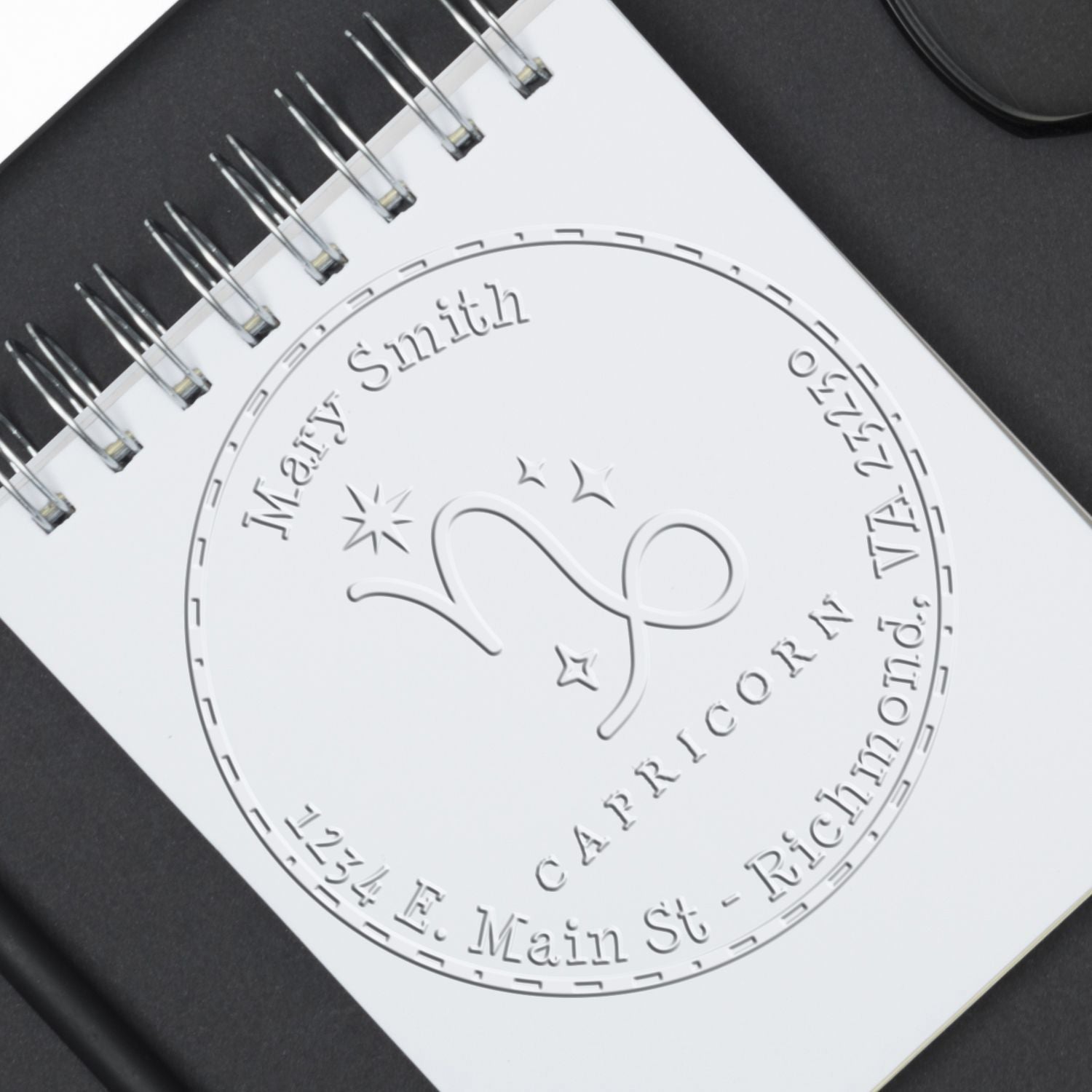 Hybrid Symbolic Capricorn Personalized Name And Address Paper Embosser