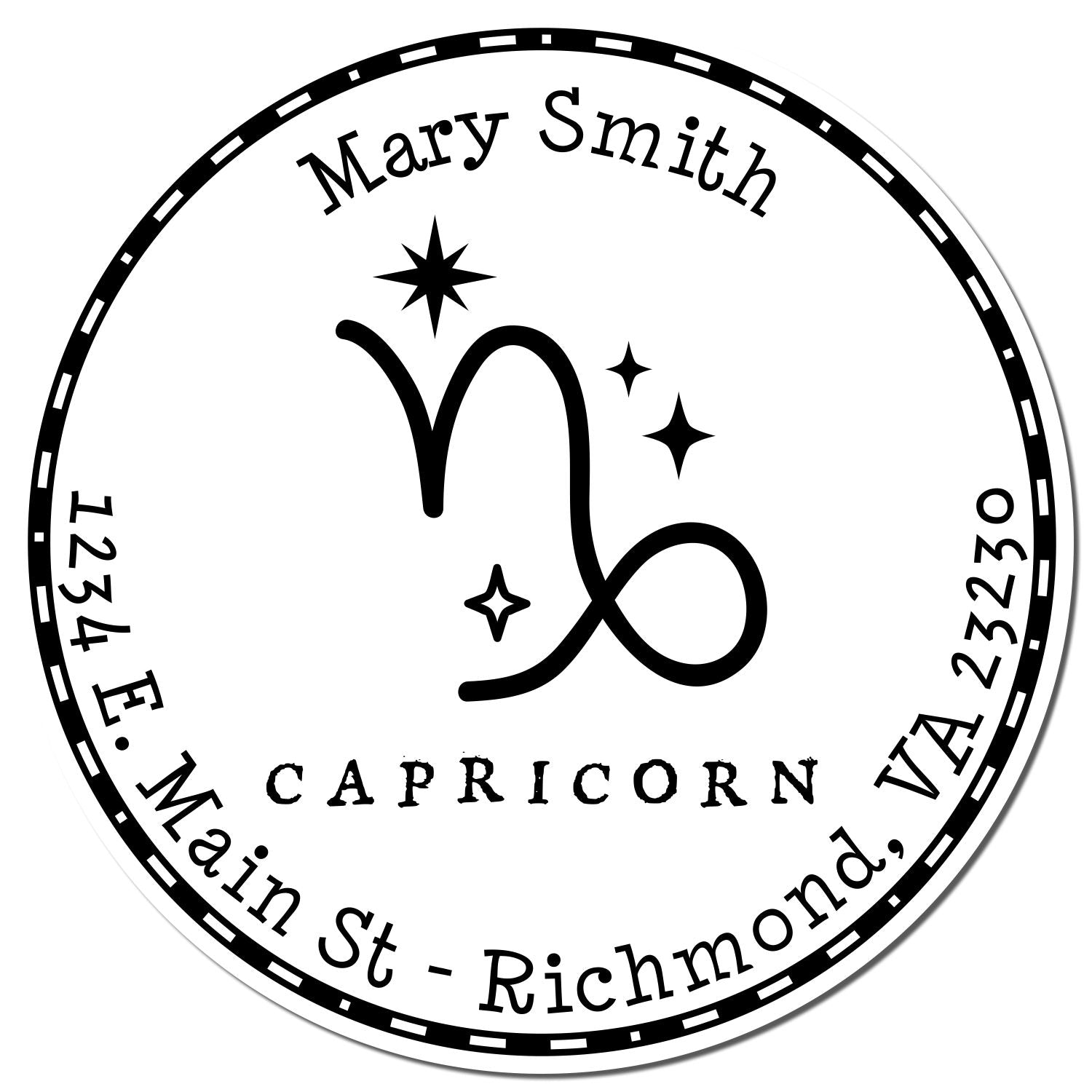 PSI Pre-Inked Symbolic Capricorn Customized Name And Address Stamper - Engineer Seal Stamps