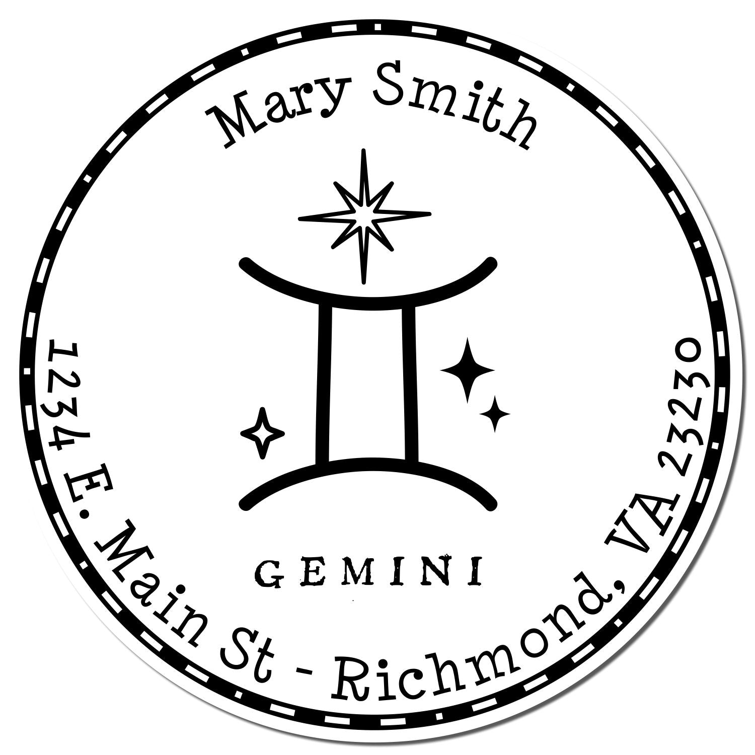 Wood Handle Symbolic Gemini Custom Address Stamp