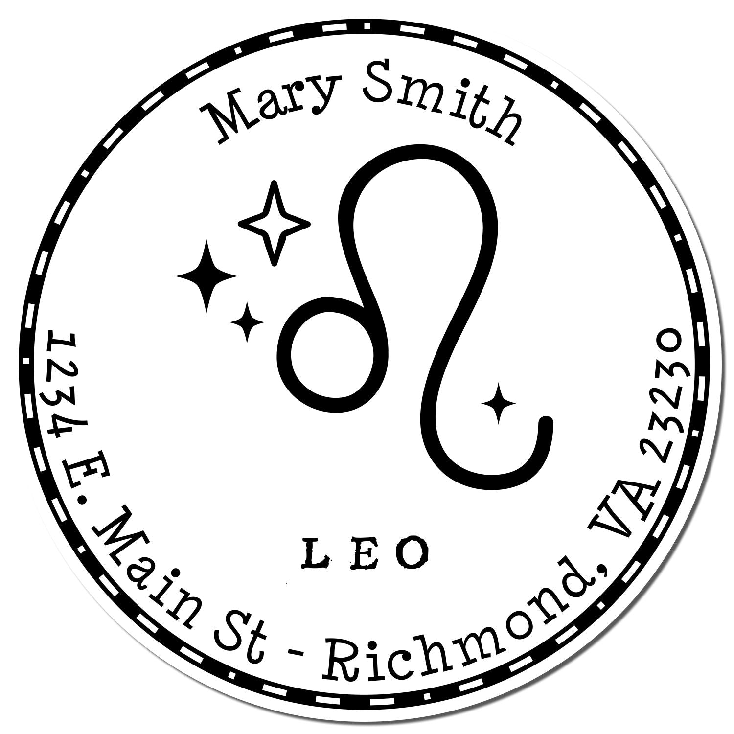 Wood Handle Symbolic Leo Custom Address Stamper