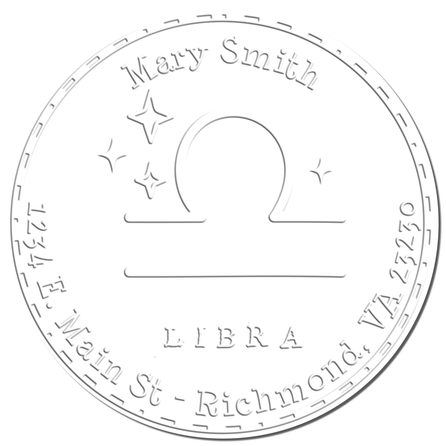 Soft Symbolic Libra Personalized Mailing Embossed Stamp