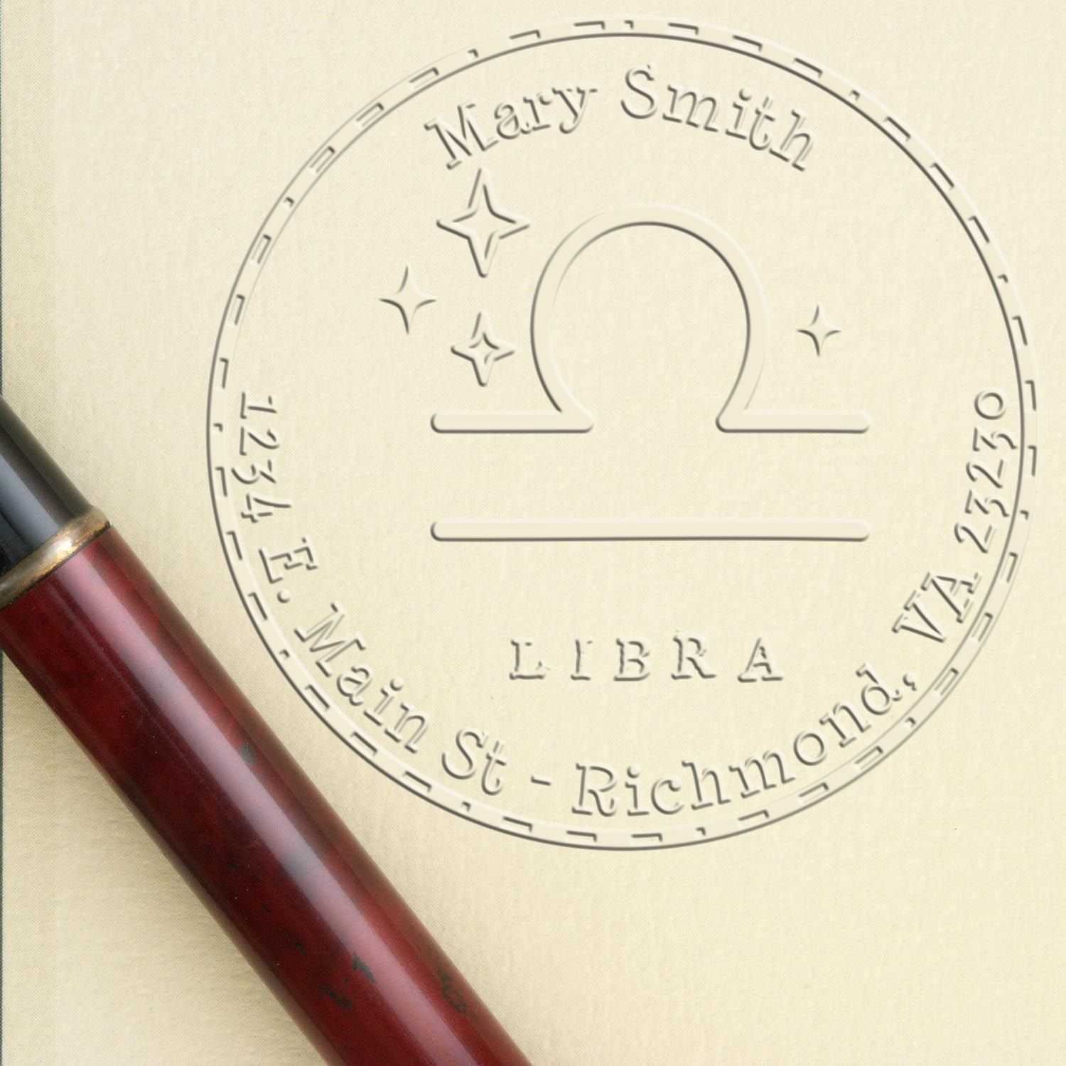 Soft Symbolic Libra Personalized Mailing Embossed Stamp