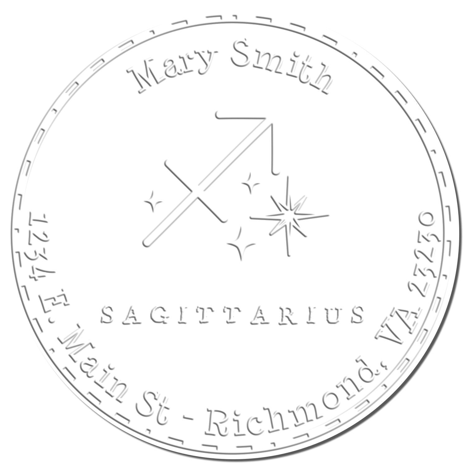 Soft Symbolic Sagittarius Personalized Mailing Embossing Seal
