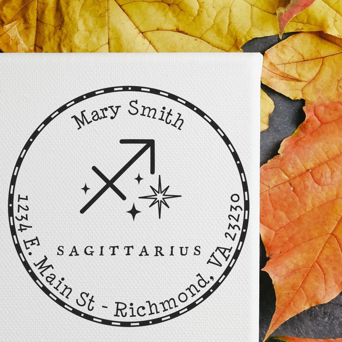 Self-Inking Symbolic Sagittarius Personalized Mailing Stamper - Engineer Seal Stamps