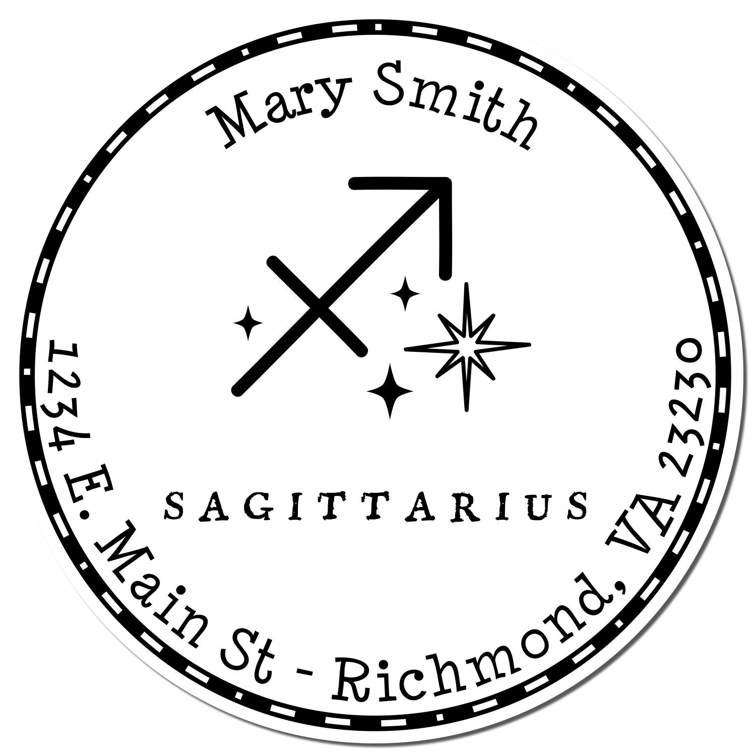 Wood Handle Symbolic Sagittarius Custom Envelope Stamp