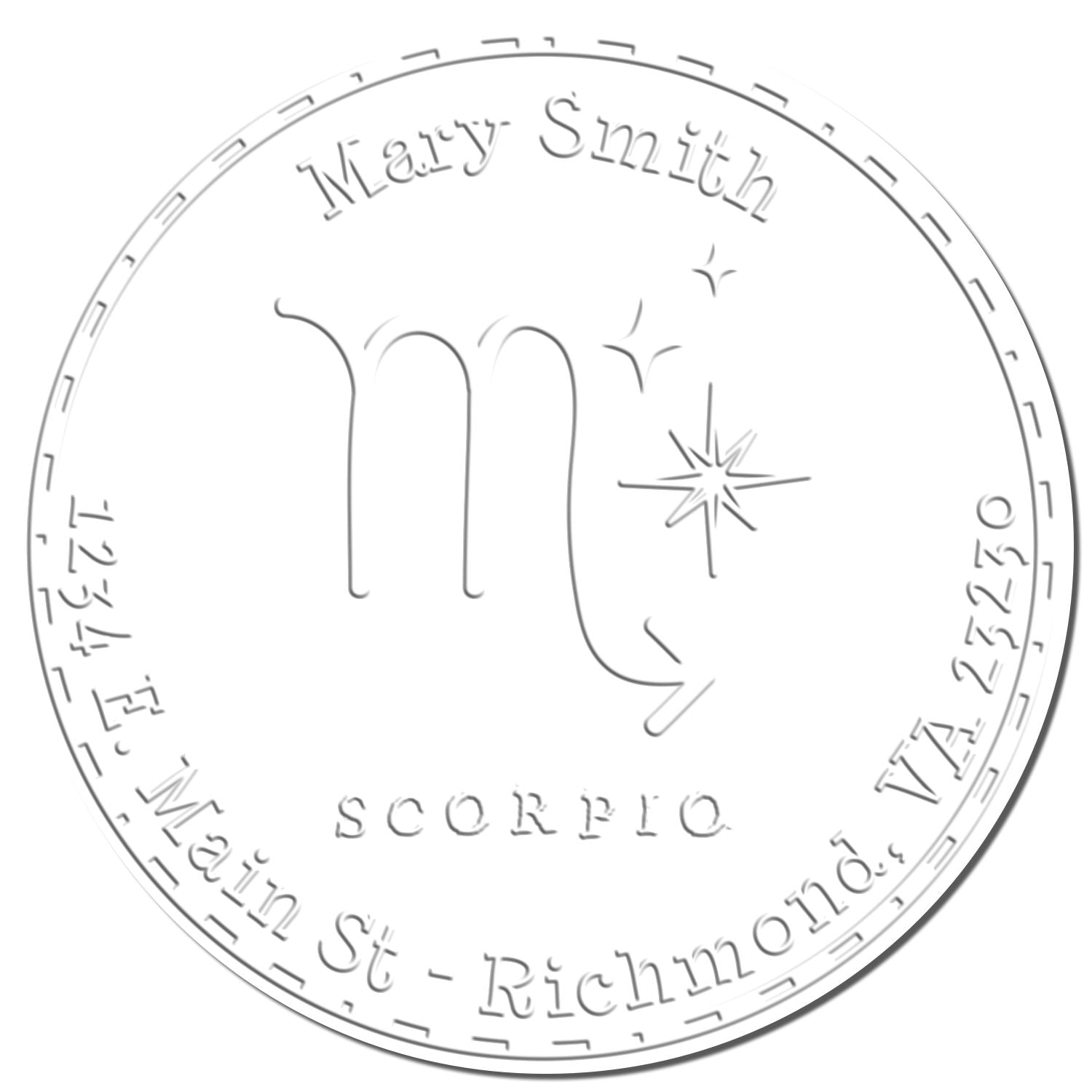 Soft Symbolic Scorpio Personalized Mailing Embossing Stamp