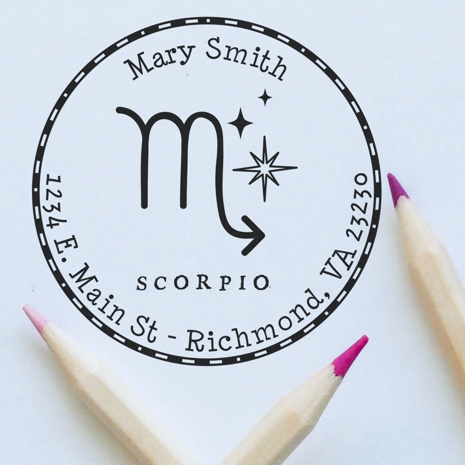 Wood Handle Symbolic Scorpio Custom Envelope Stamper