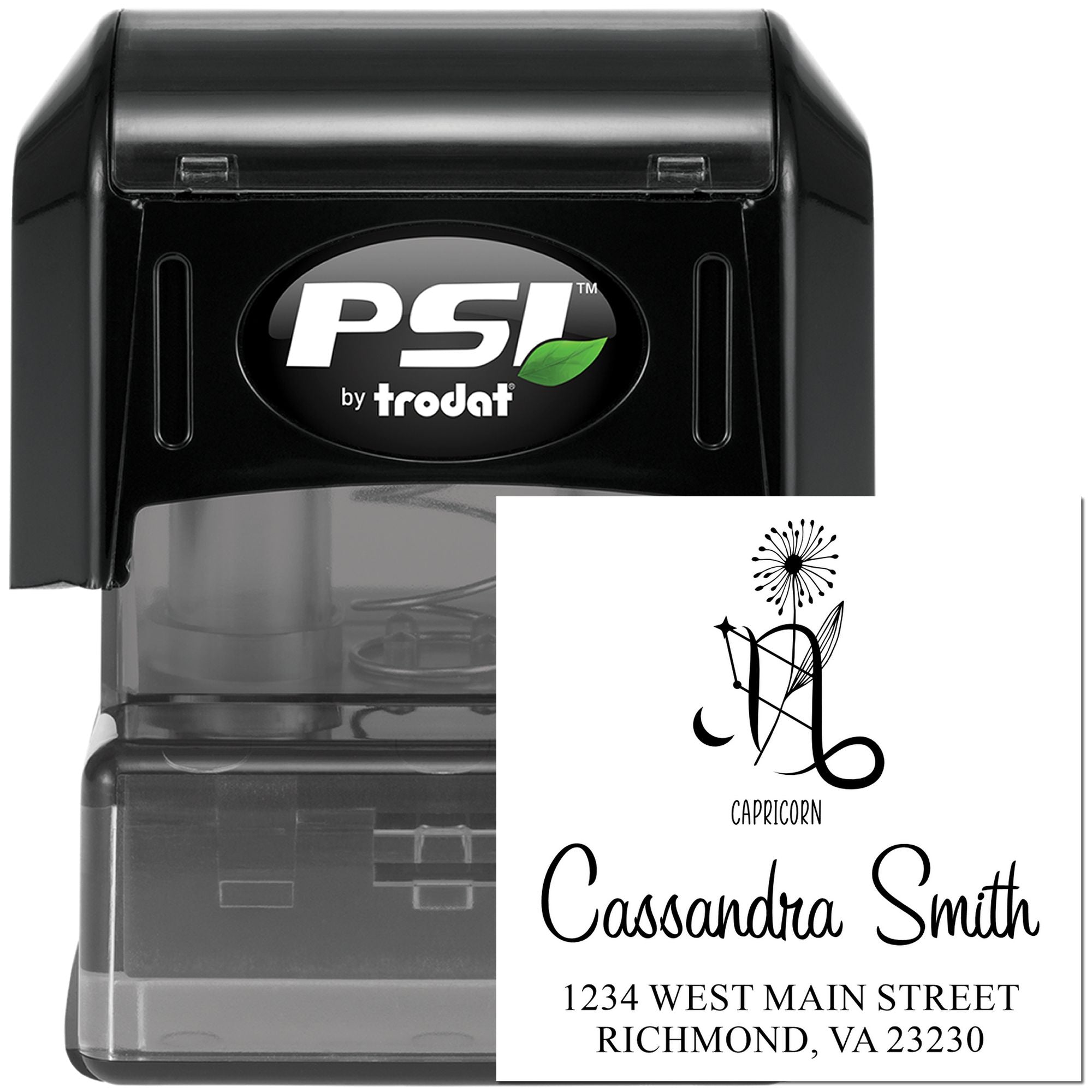 Cautious Capricorn Celestial Custom Address Stamper - Engineer Seal Stamps