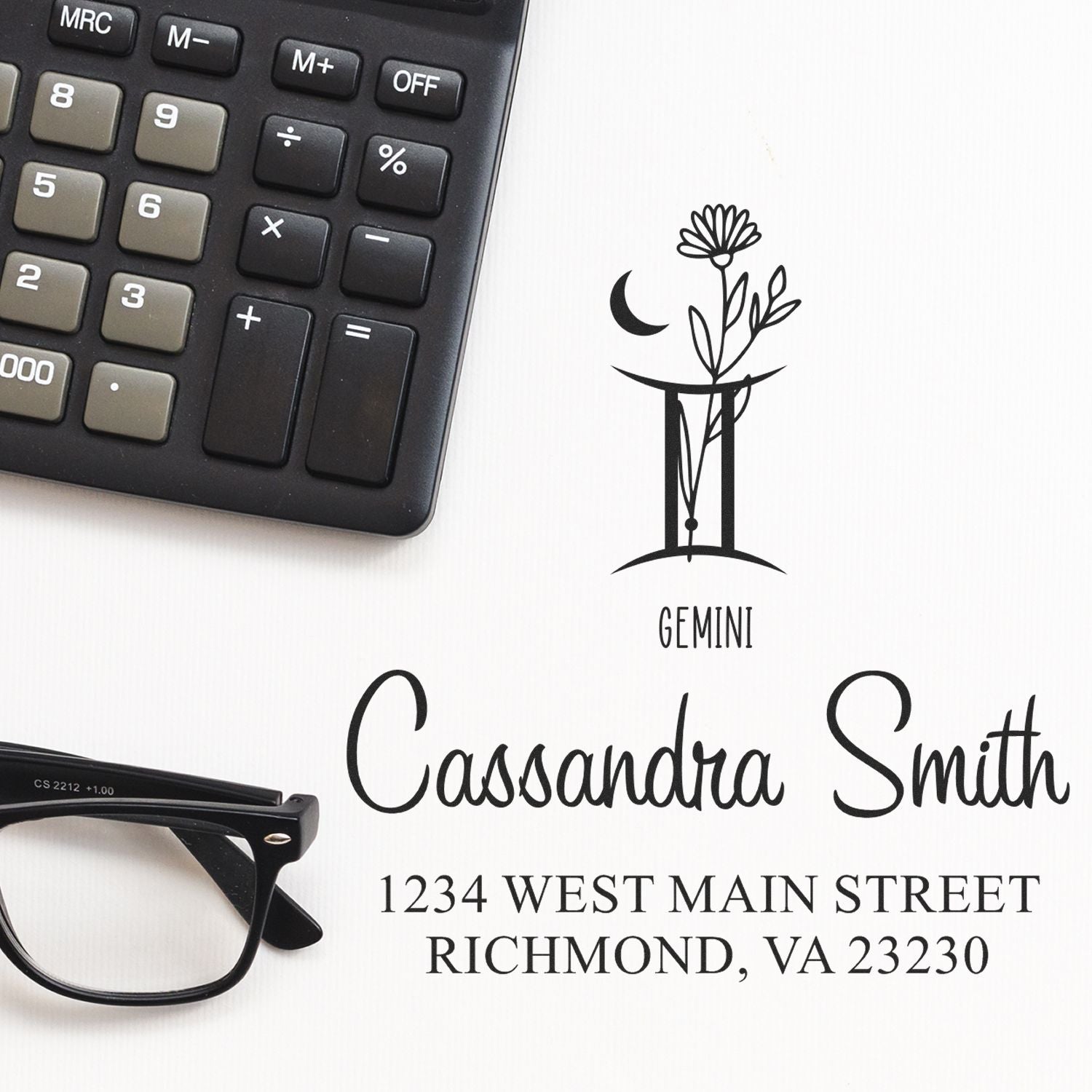 Celesital Intellectual Gemini Custom Return Address Stamp