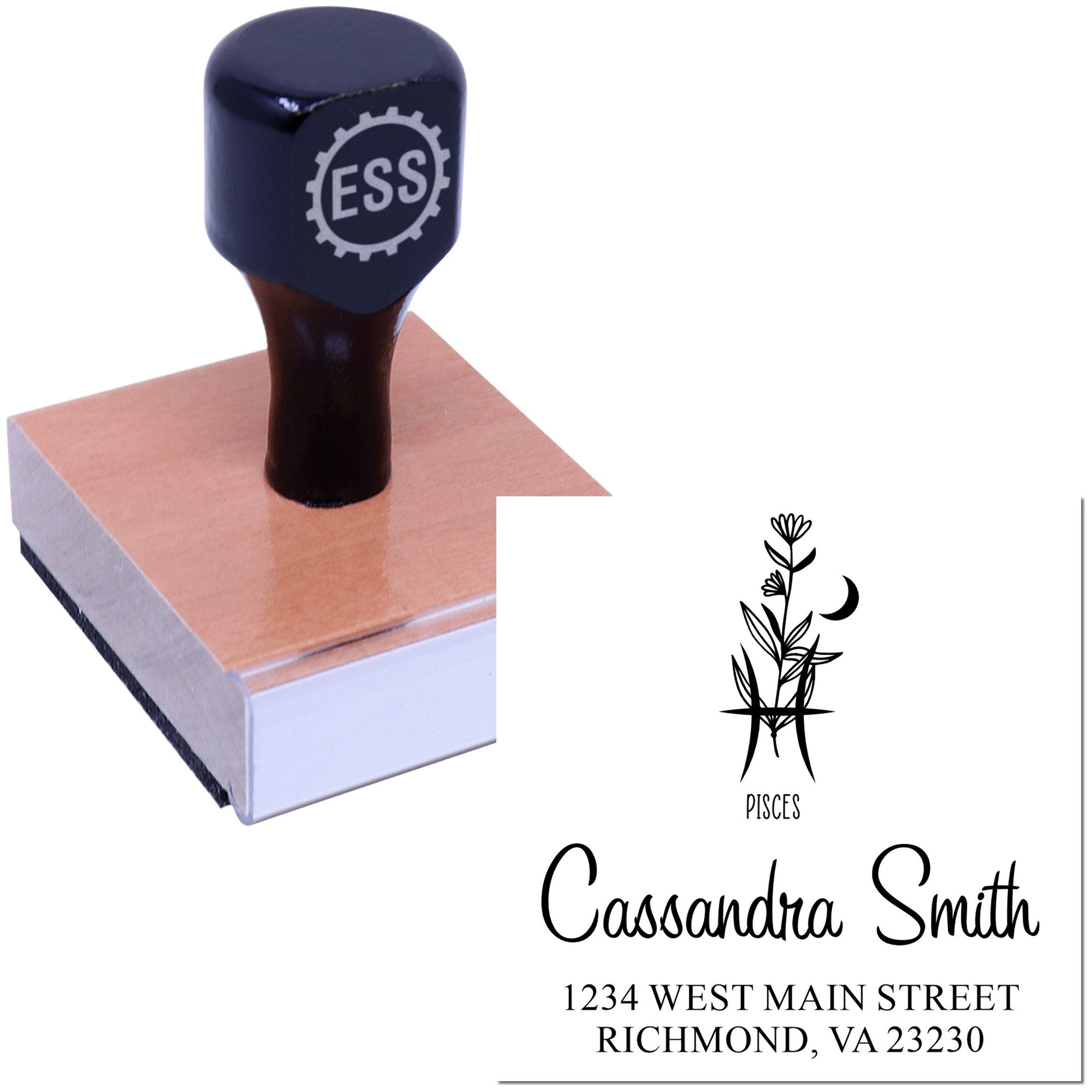 Celesital Artistic Pisces Custom Address Stamper