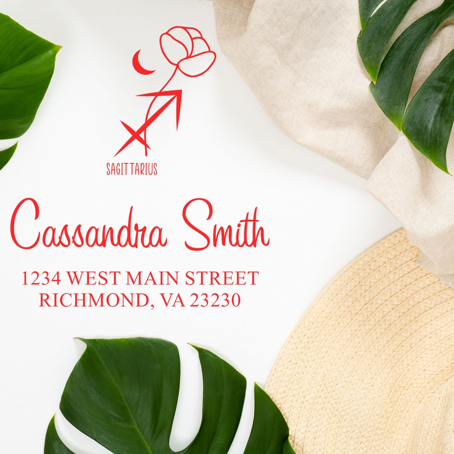 Celesital Curious Sagittarius Custom Name And Address Stamp