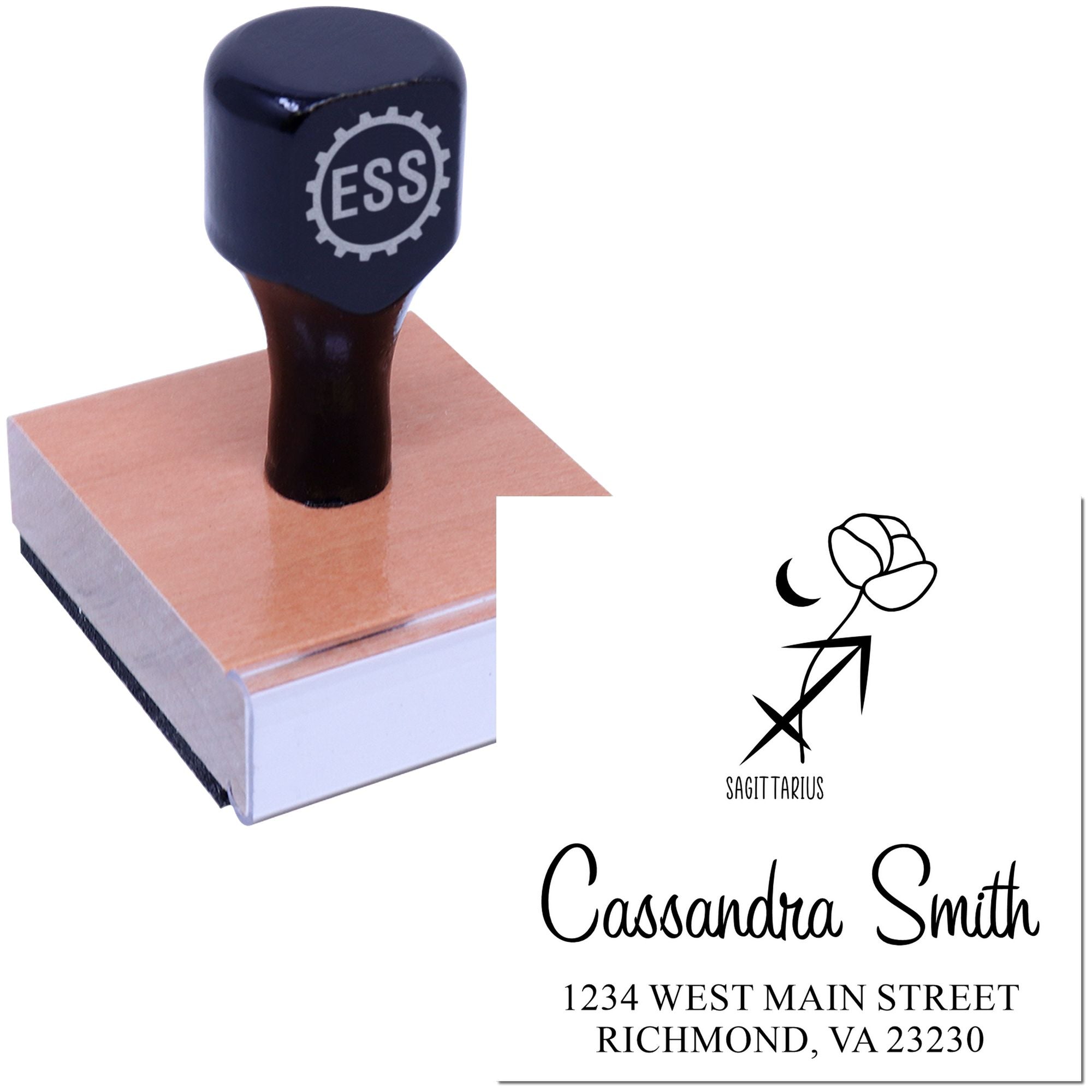 Celesital Curious Sagittarius Custom Name And Address Stamp