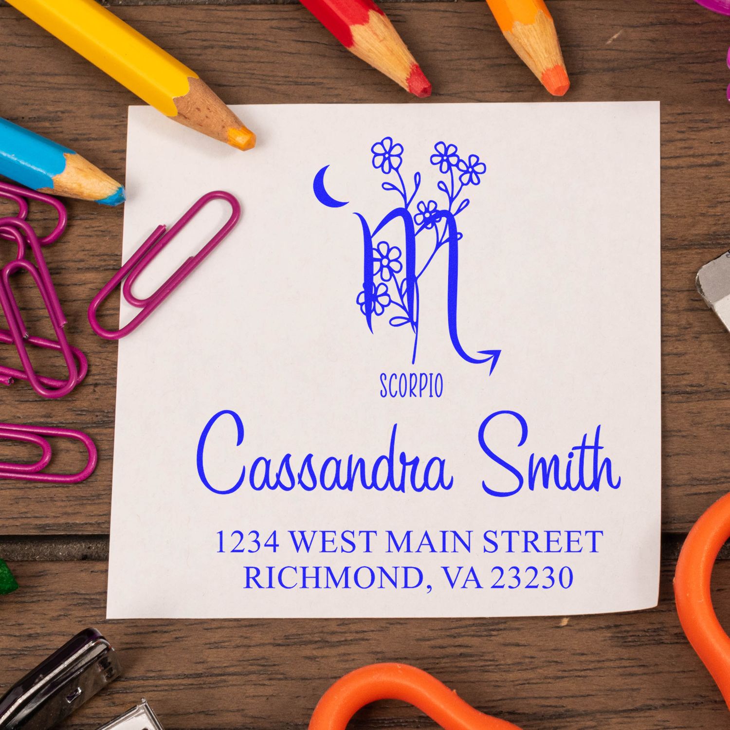 Insightful Scorpio Zodiac Personalized Name And Address Stamp - Engineer Seal Stamps