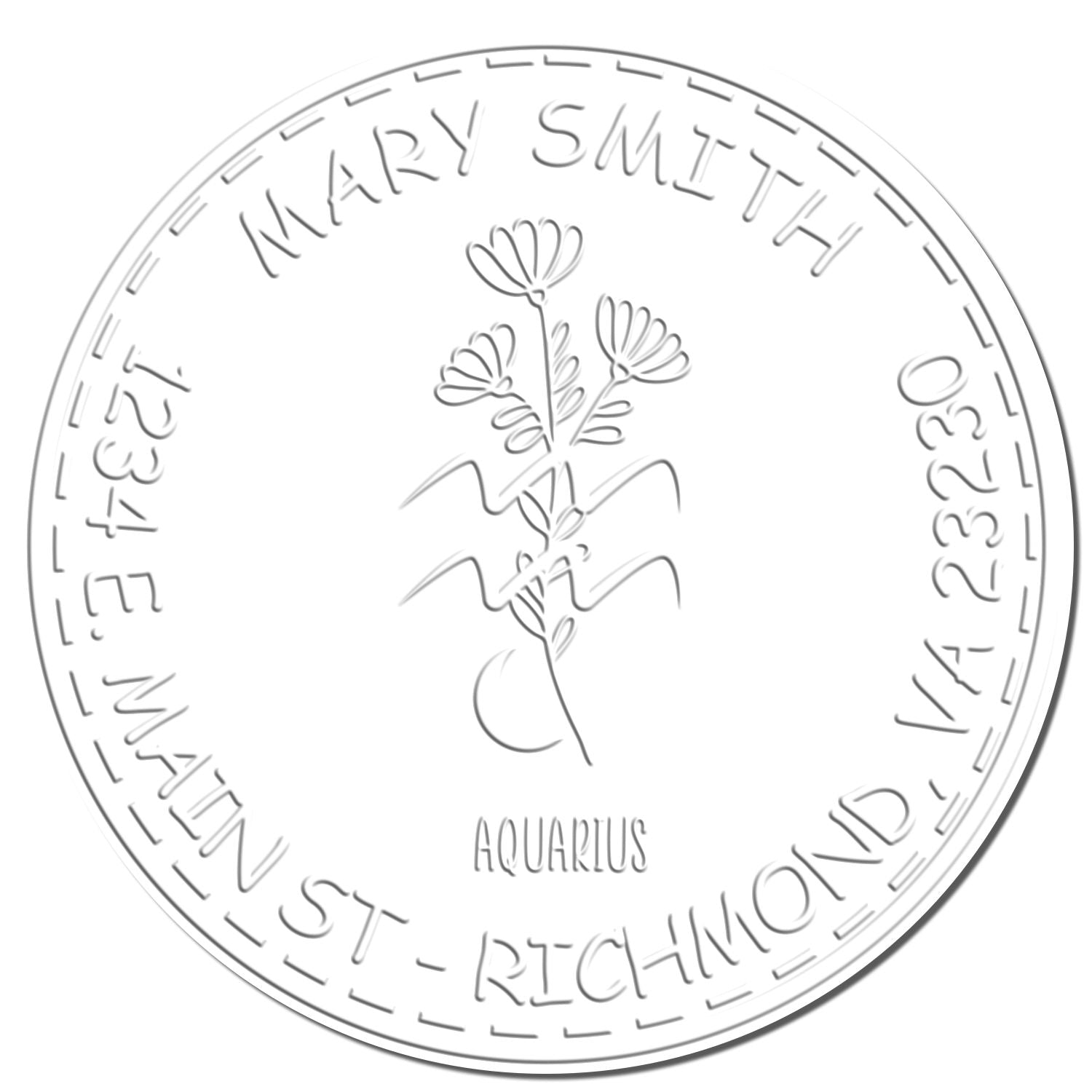 Soft Flowering Aquarius Personalized Address Embossed Stamp