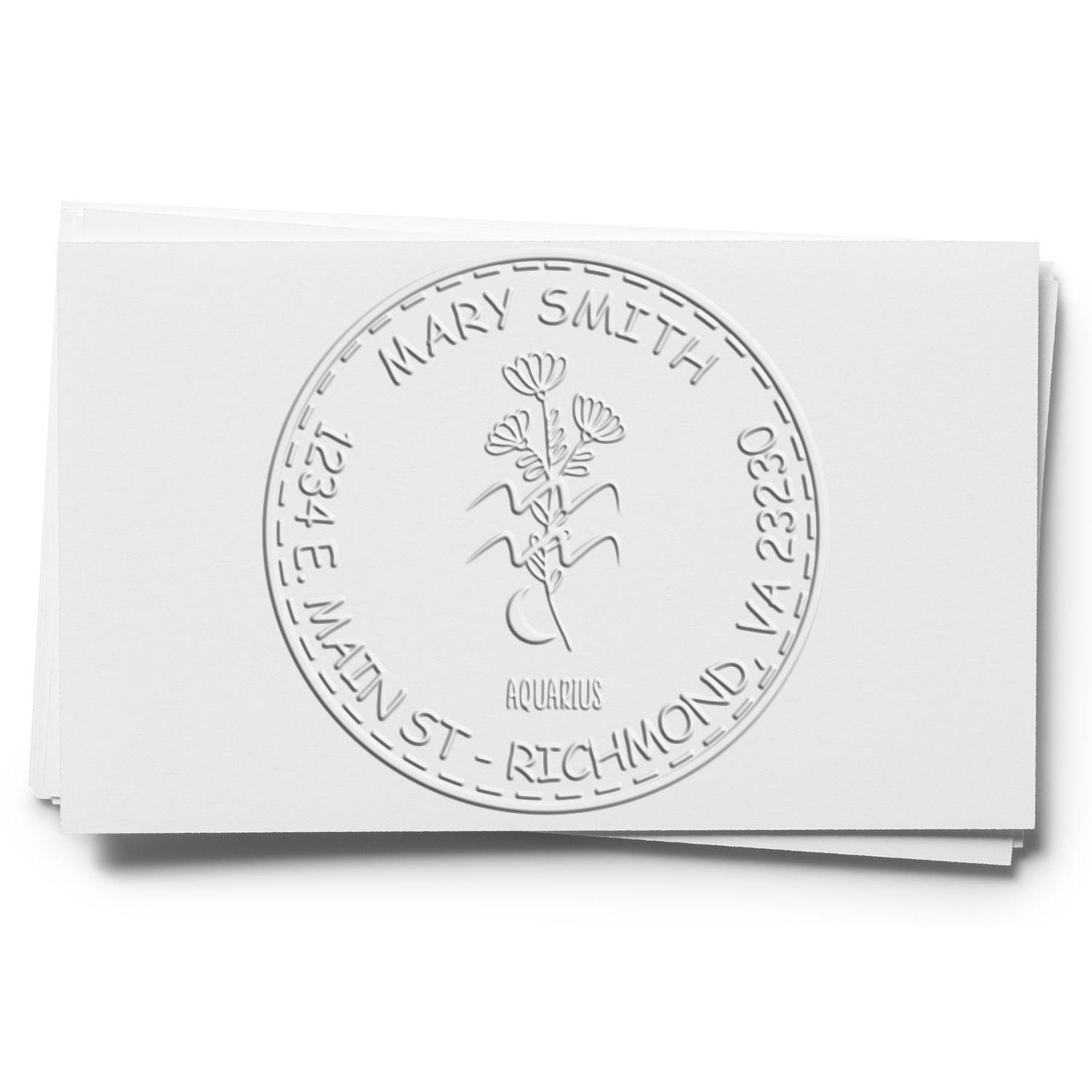 Soft Flowering Aquarius Personalized Address Embossed Stamp