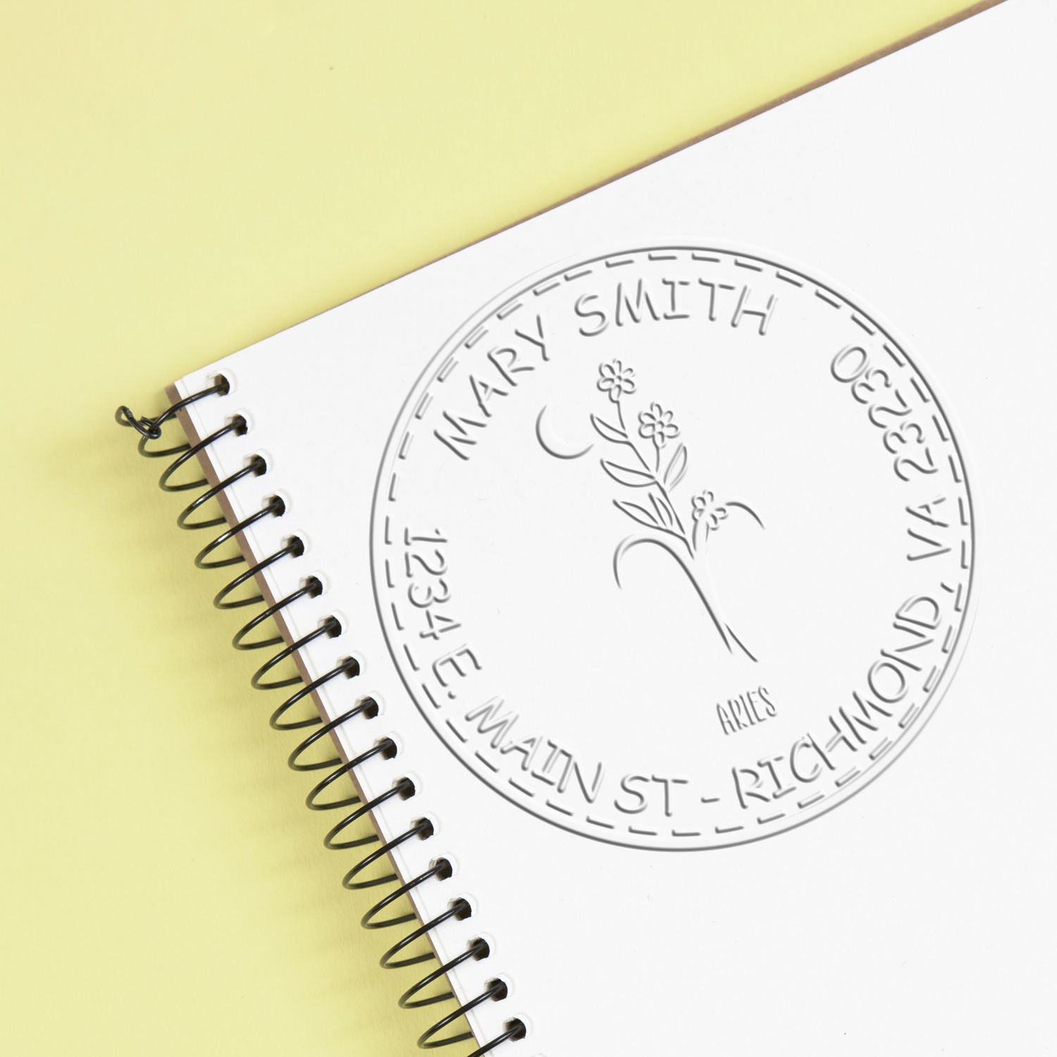 Soft Flowering Aries Personalized Address Embosser