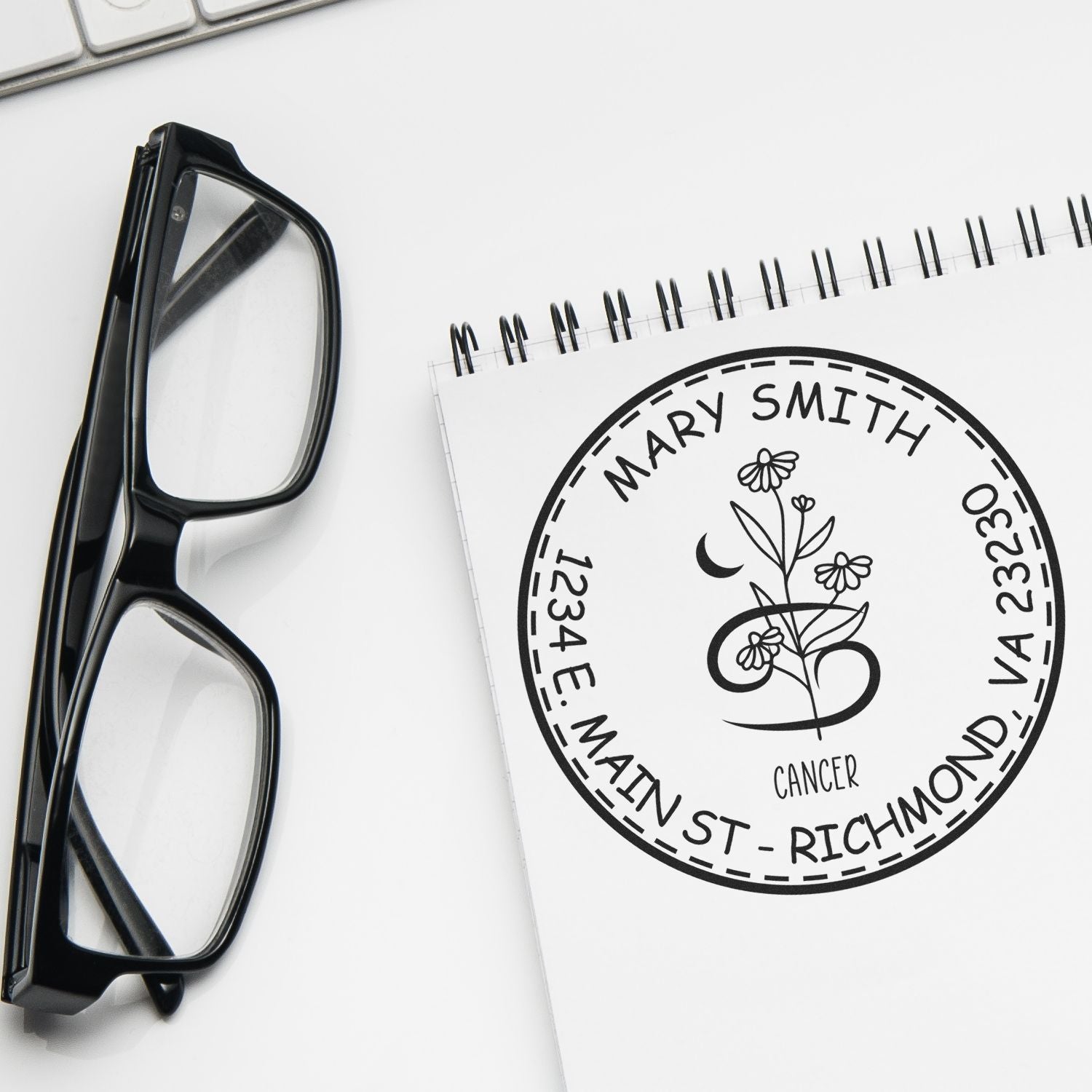 PSI Pre-Inked Flowering Cancer Custom Address Stamp - Engineer Seal Stamps