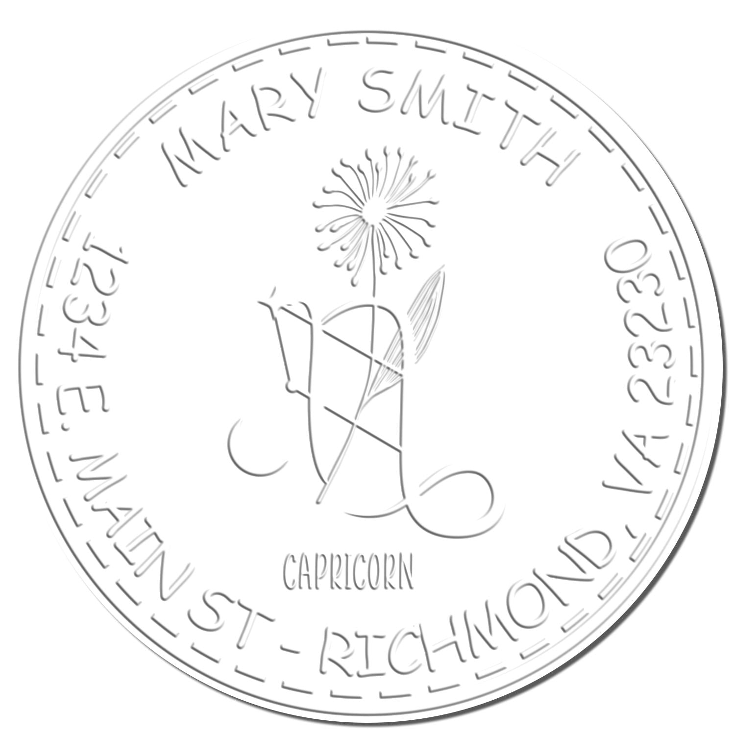 Soft Flowering Capricorn Personalized Address Embossing Stamp