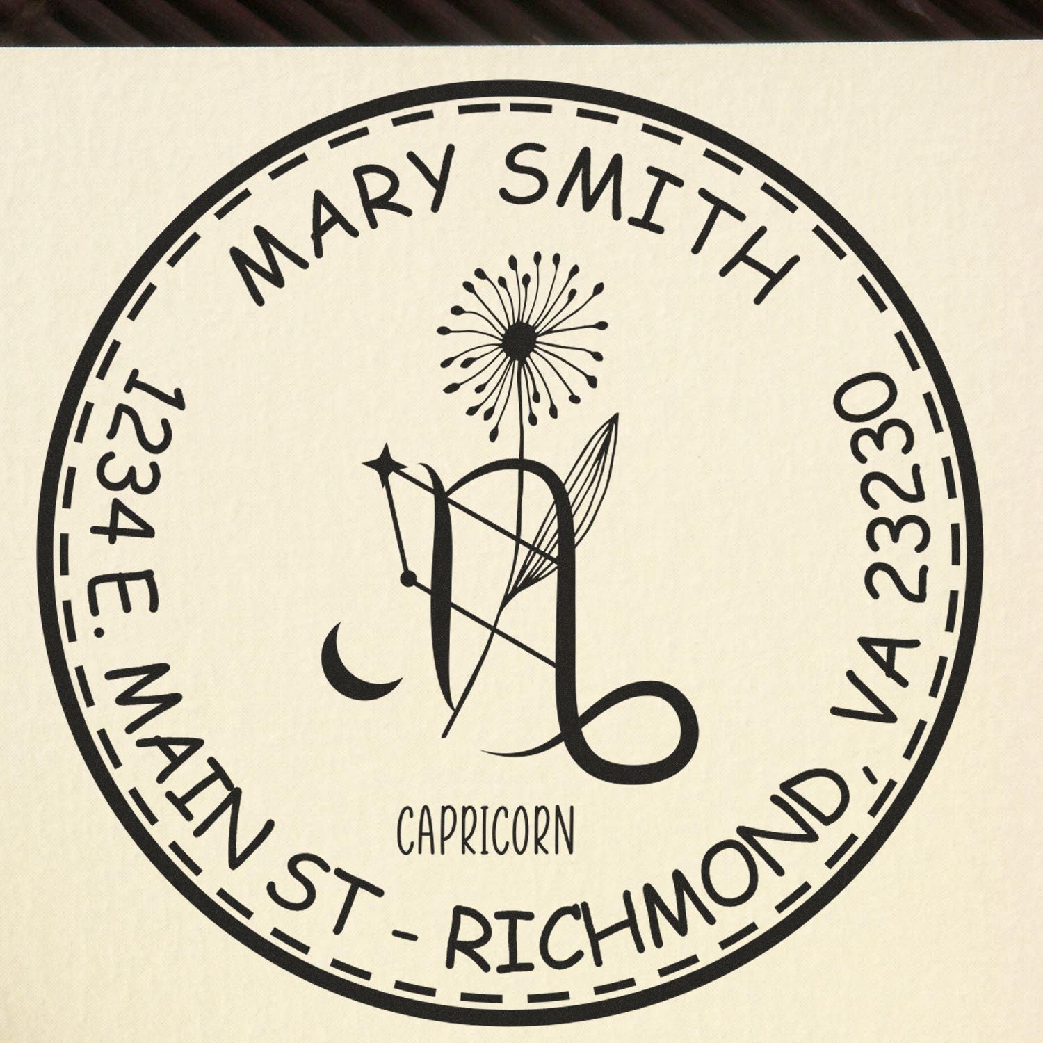 PSI Pre-Inked Flowering Capricorn Custom Address Stamper - Engineer Seal Stamps