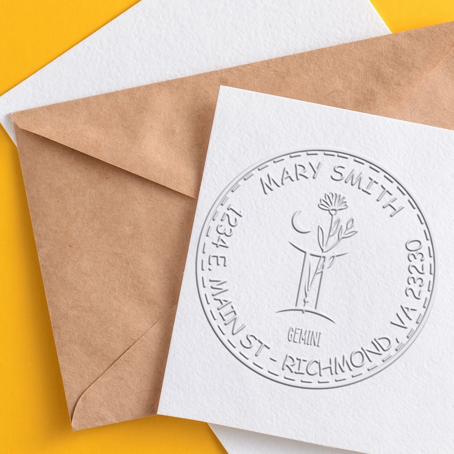 Soft Flowering Gemini Personalized Address Paper Embosser