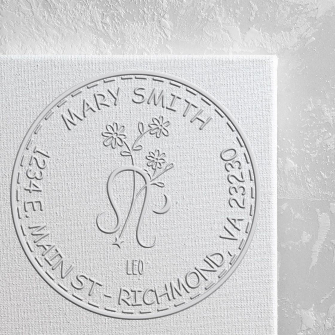 Soft Flowering Leo Personalized Address Seal Press