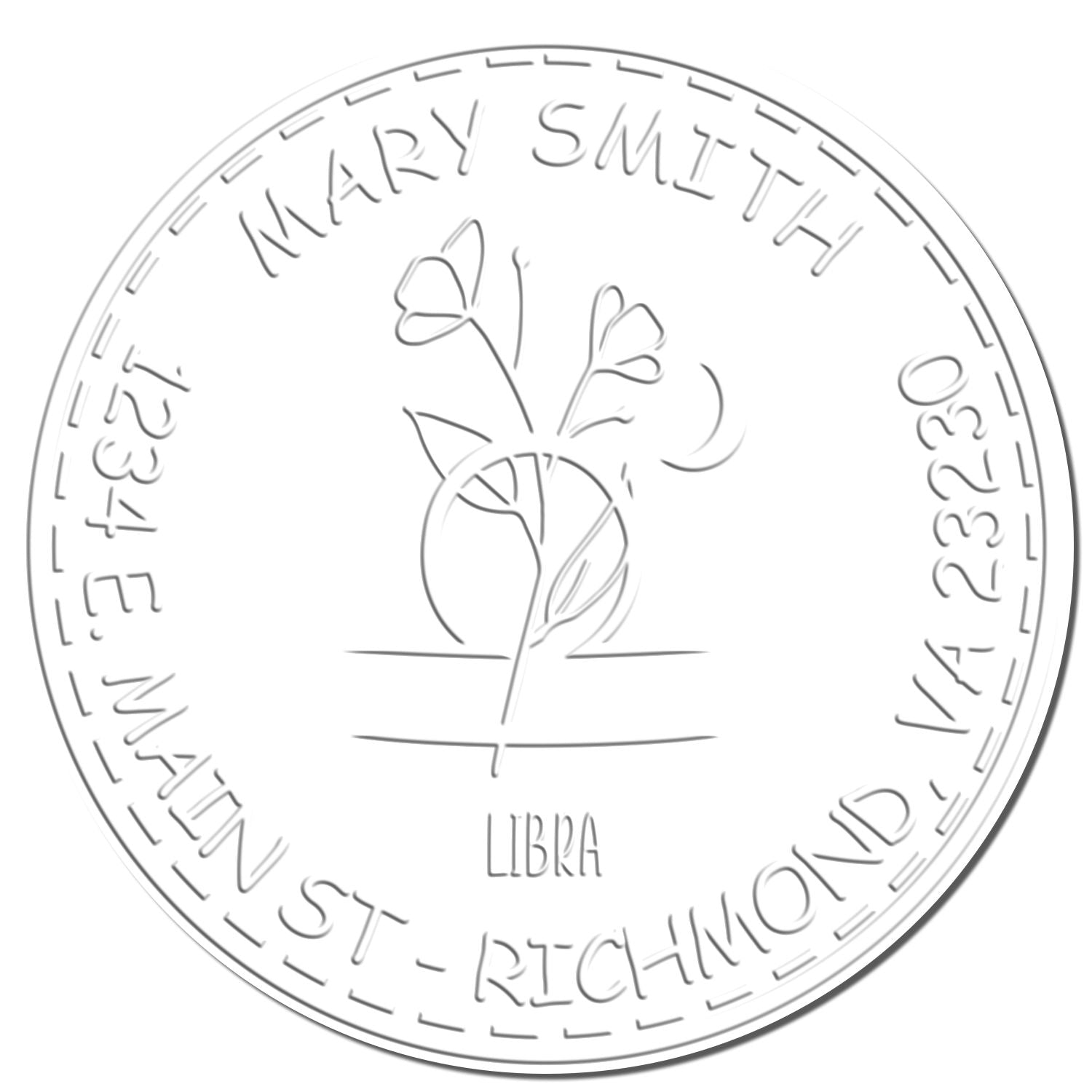 Soft Flowering Libra Personalized Home Embossed Stamp